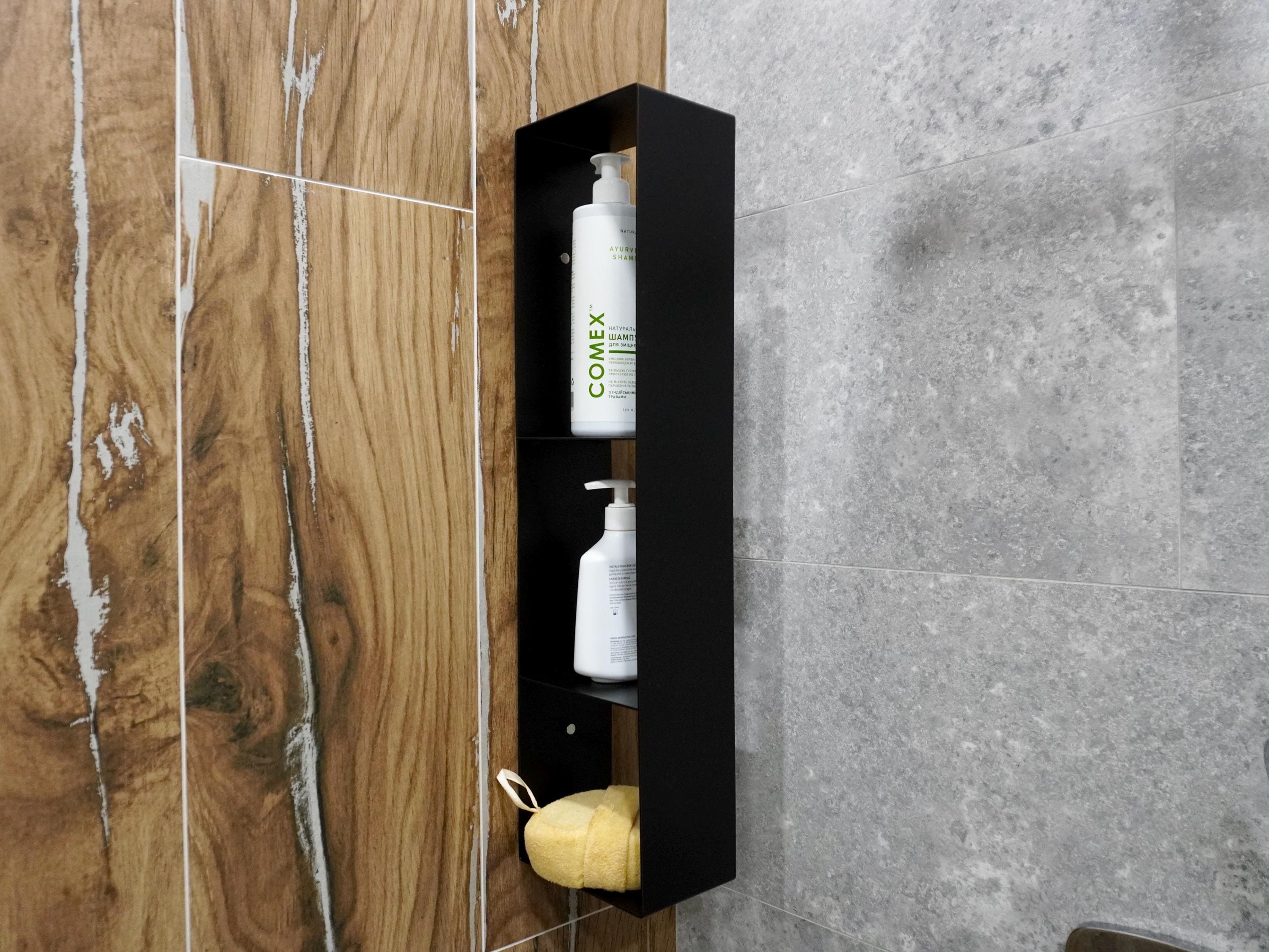 Vertical shelf floating aluminum organizer for bathroom or shower cadd