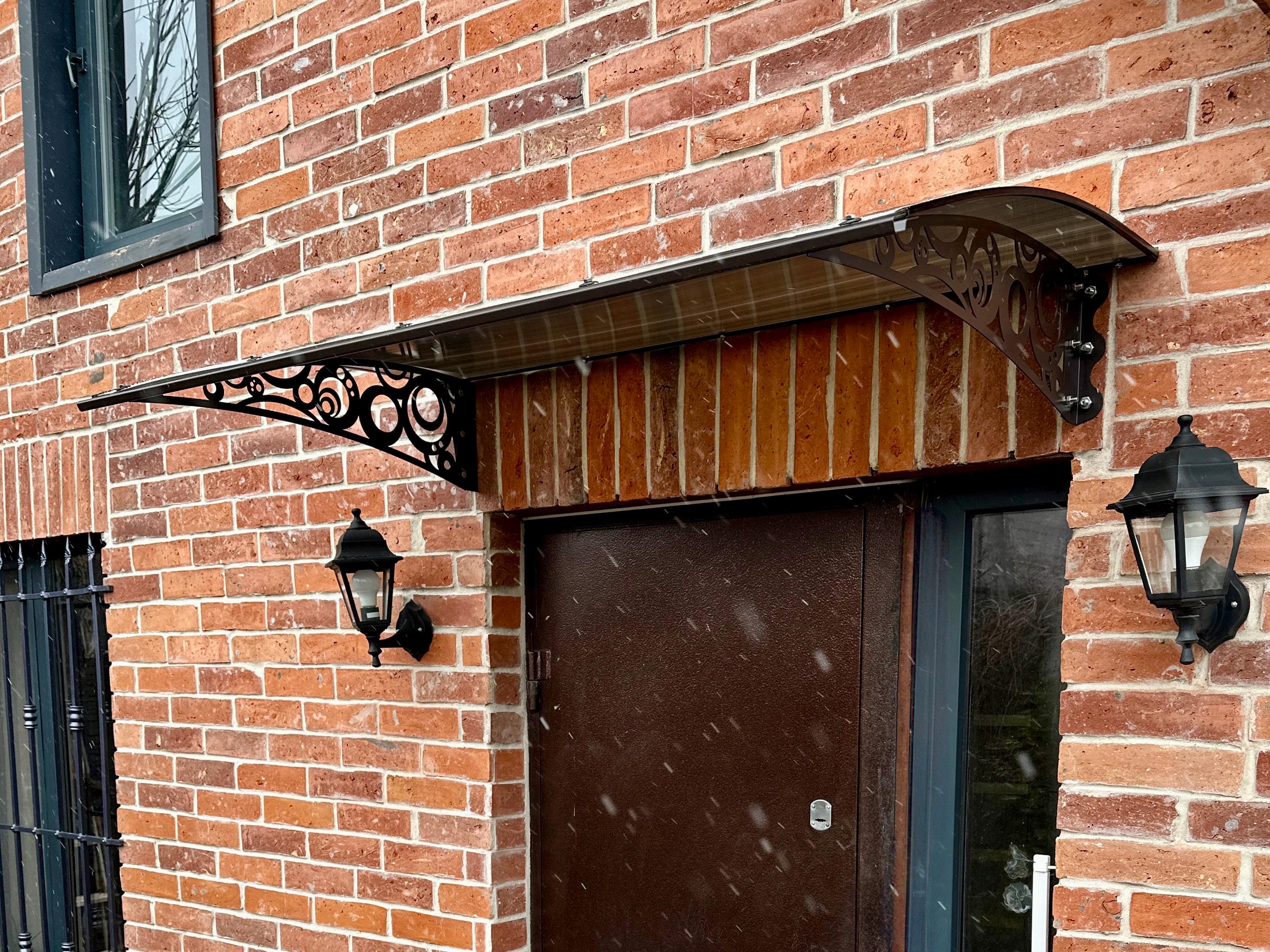Metal Awning Door with Decorative Design — 3