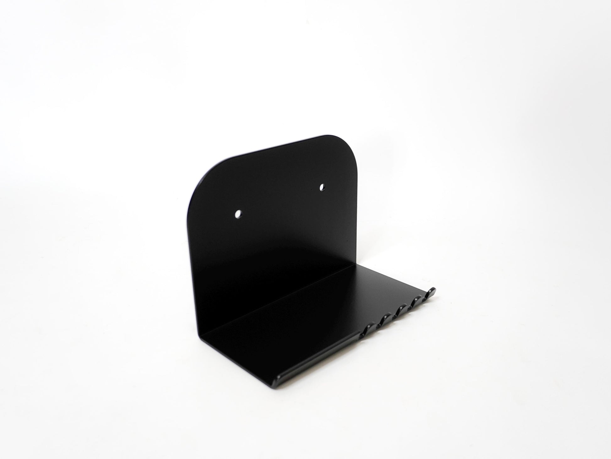 Wall-Mounted Floating Shelf with High Back and Hooks — 4