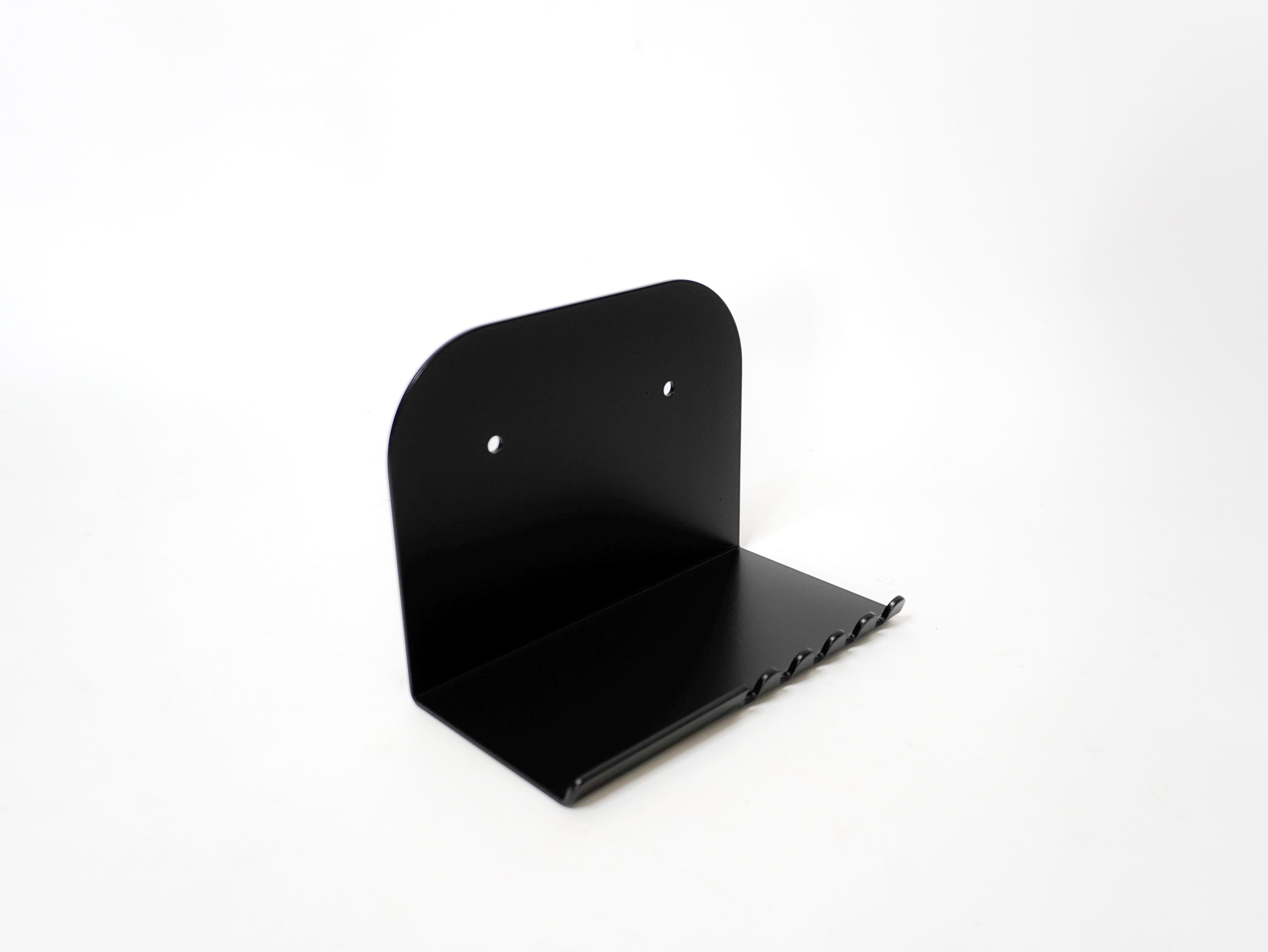 Wall-Mounted Floating Shelf with High Back and Hooks — 4