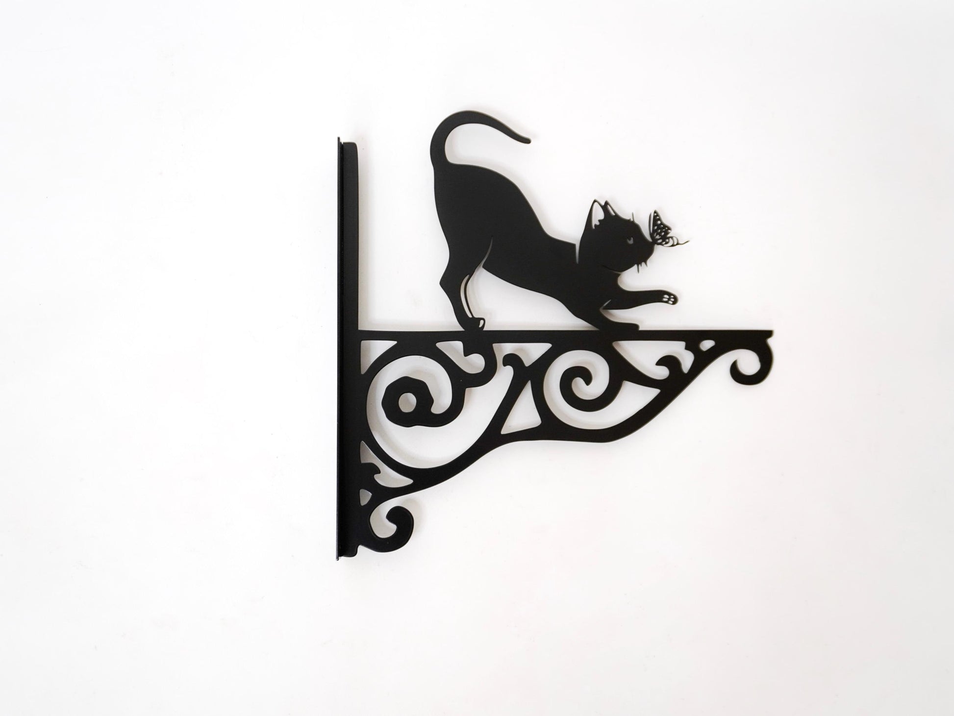 Cat and butterfly metal outdoor plant hanger — 5