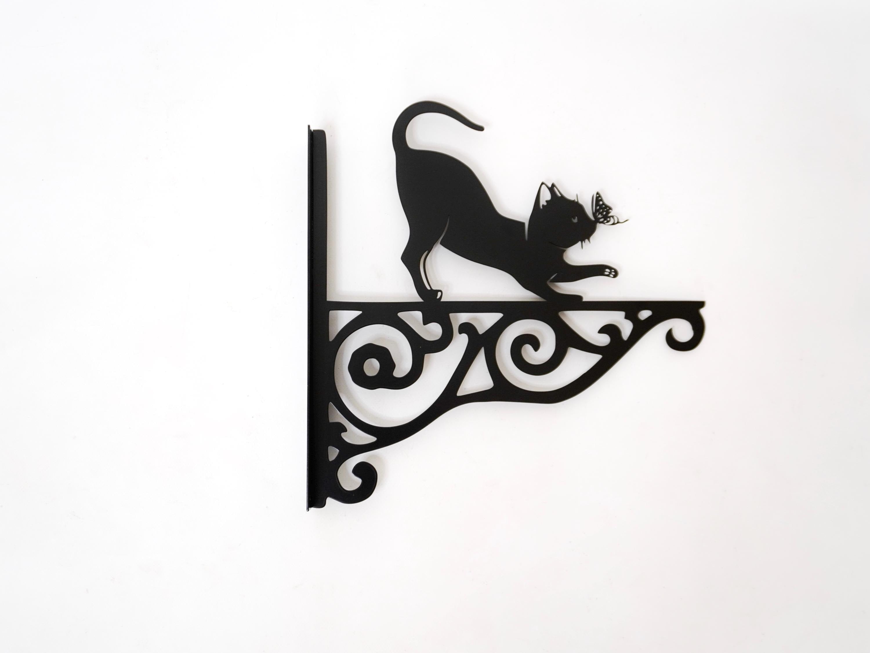 Cat and butterfly metal outdoor plant hanger — 5