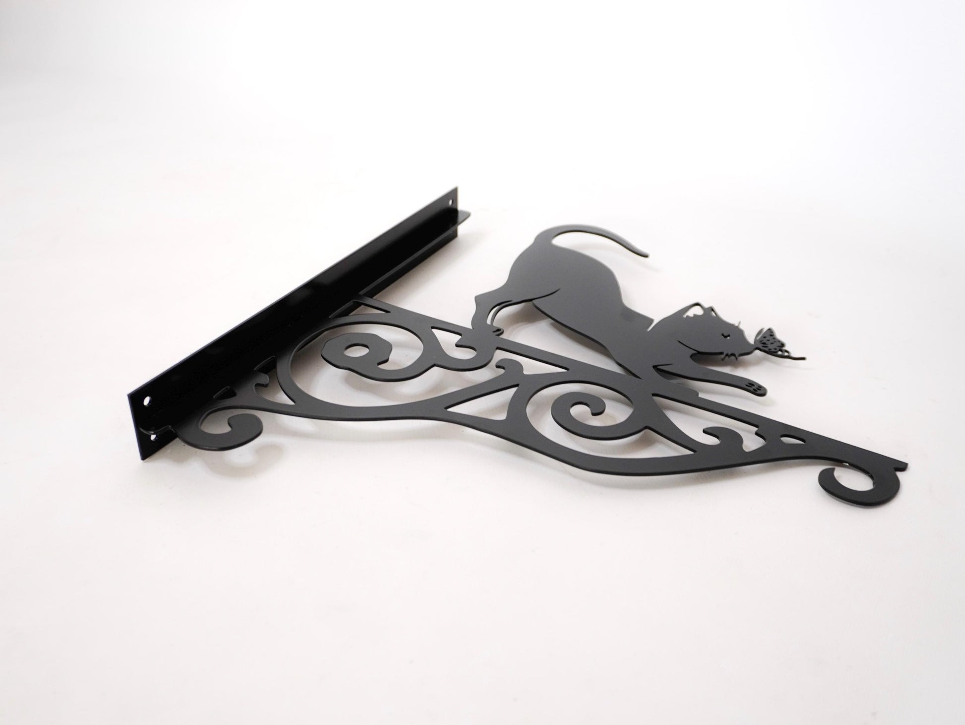 Cat and butterfly metal outdoor plant hanger — 6