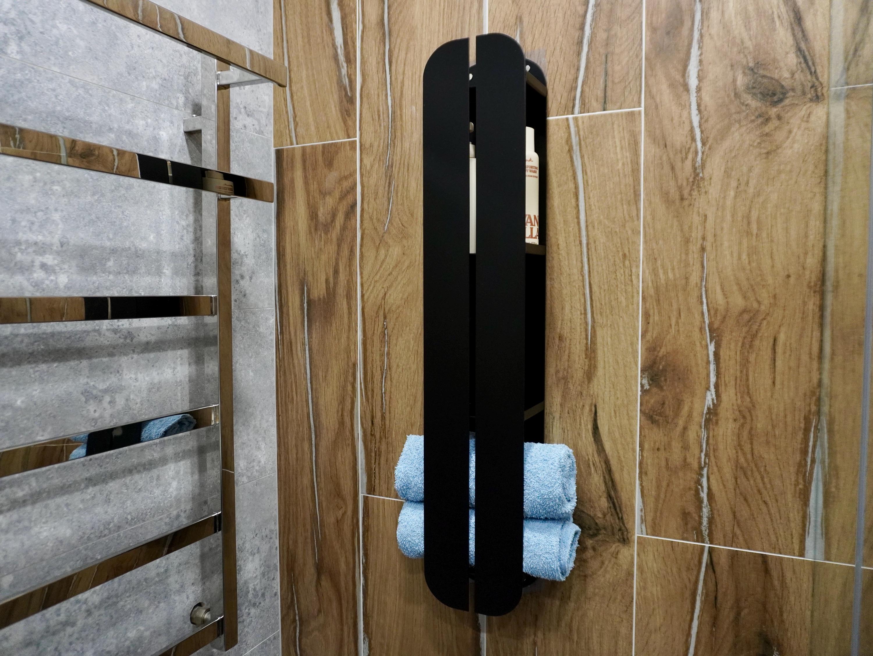Metal Towel Rack & Shower Shelf — 2