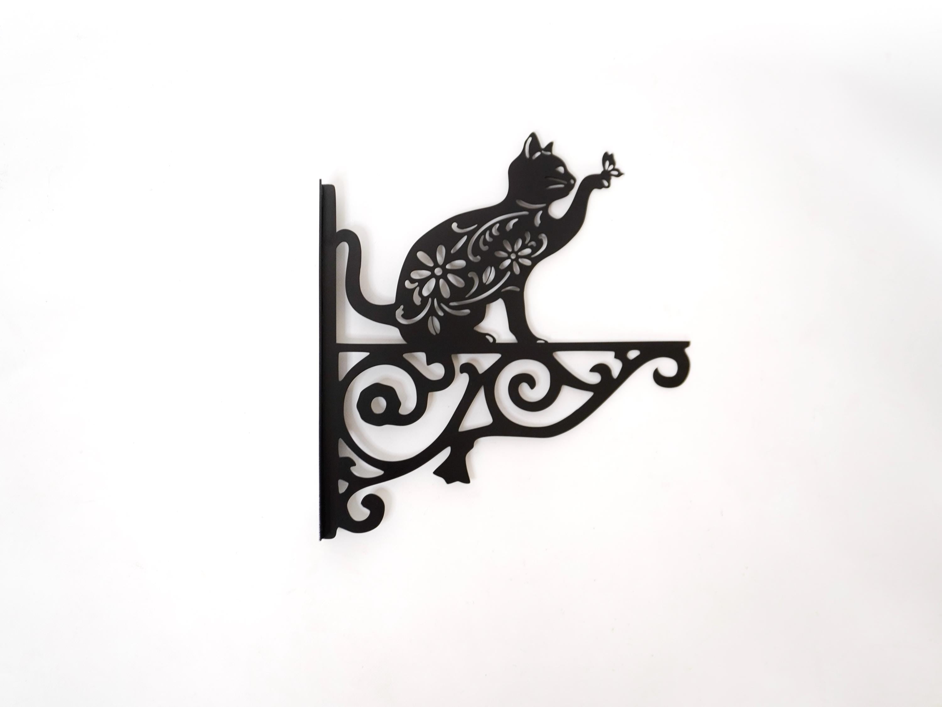 Cat with patterns metal outdoor plant hanger — 5