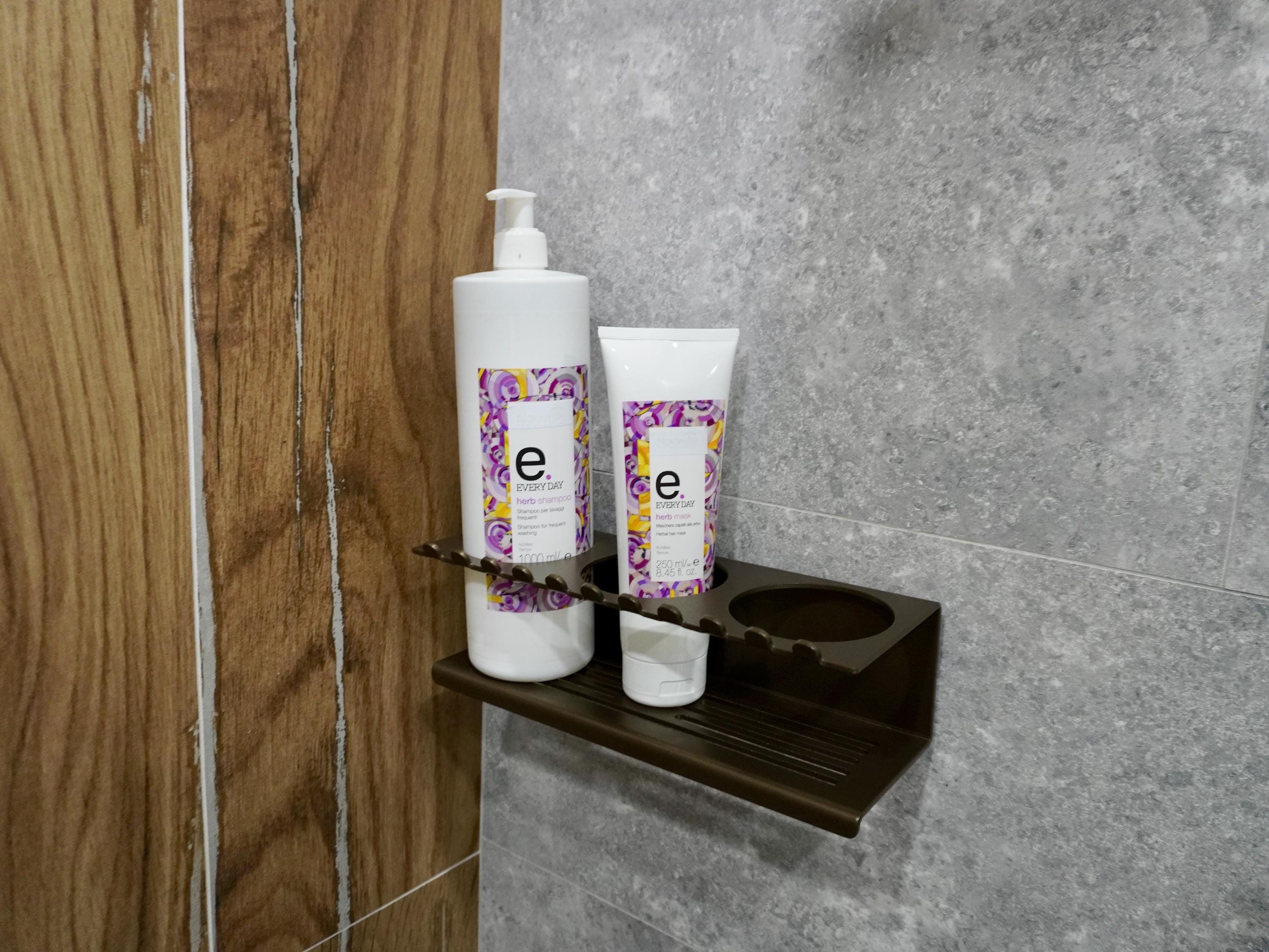 Floating Aluminum Shelf for Shower Caddy with Cup Holder's