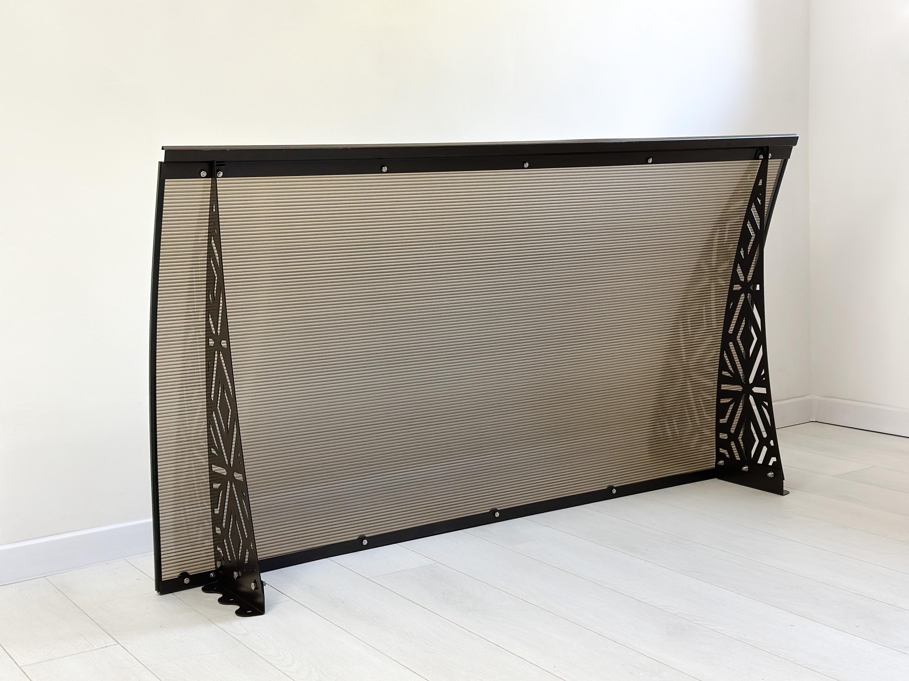 Metal Door Awning with Geometric Panels — 5
