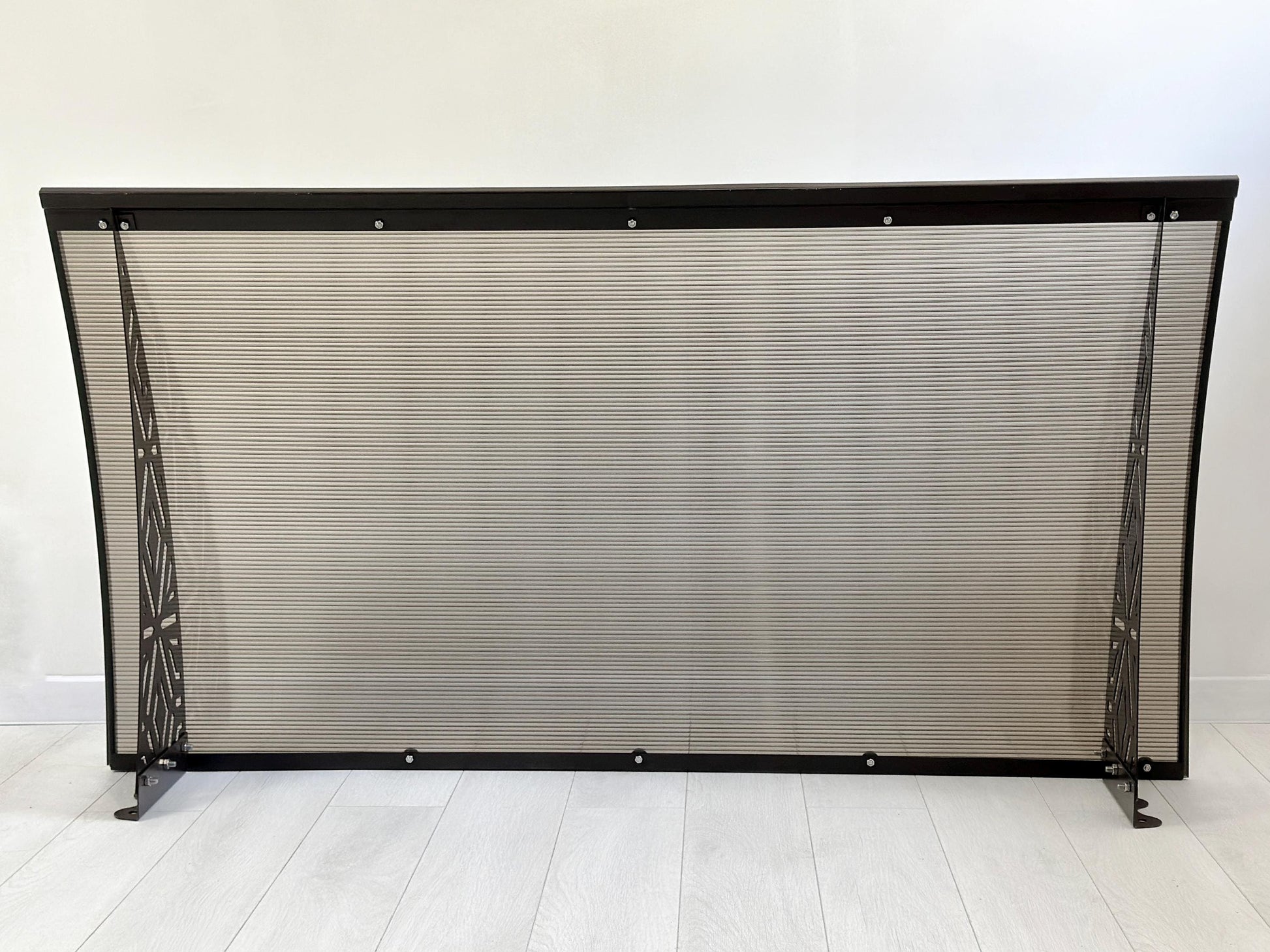 Metal Door Awning with Geometric Panels — 4