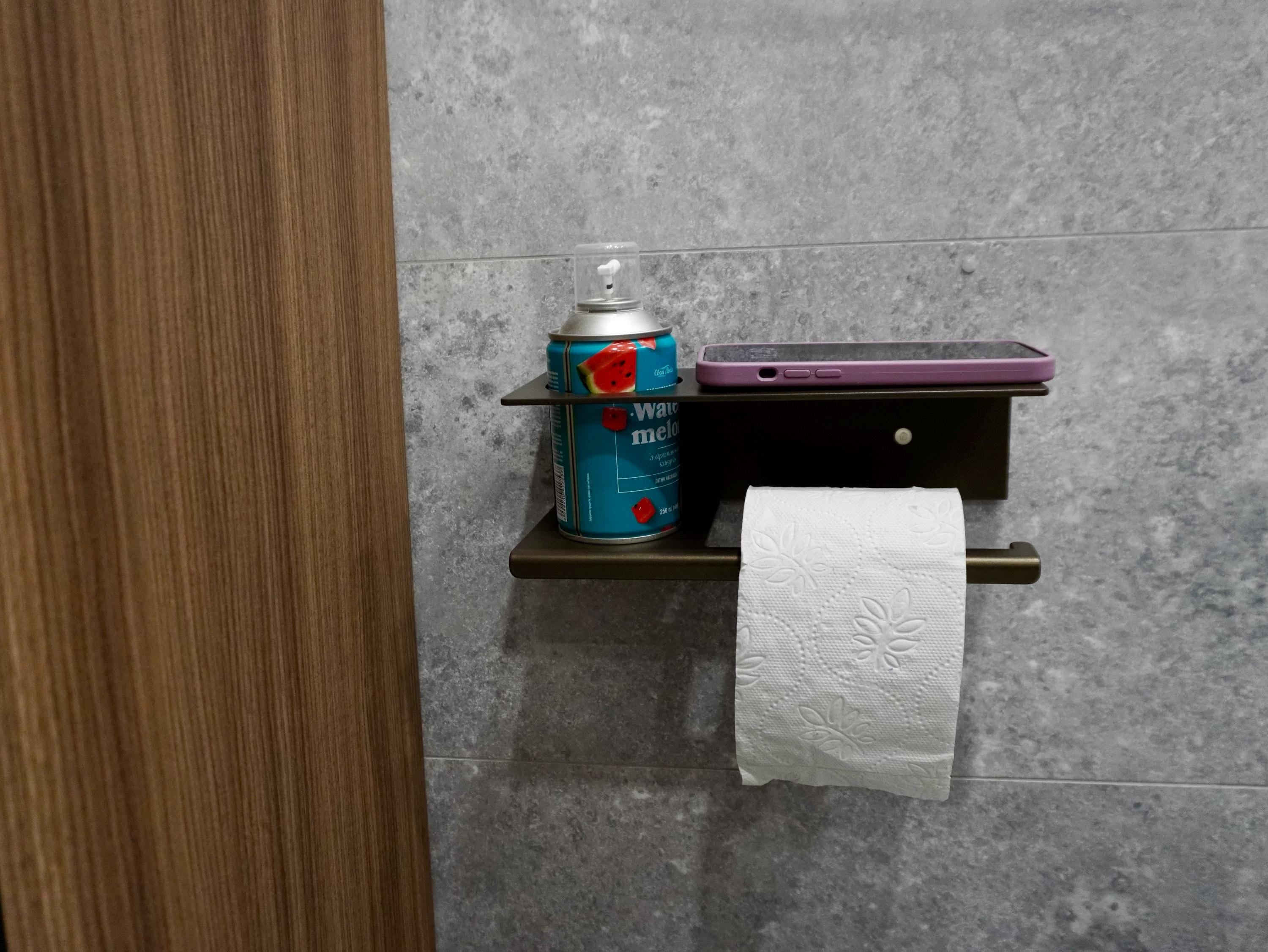 Metal Toilet Paper Holder with Shelf — 3