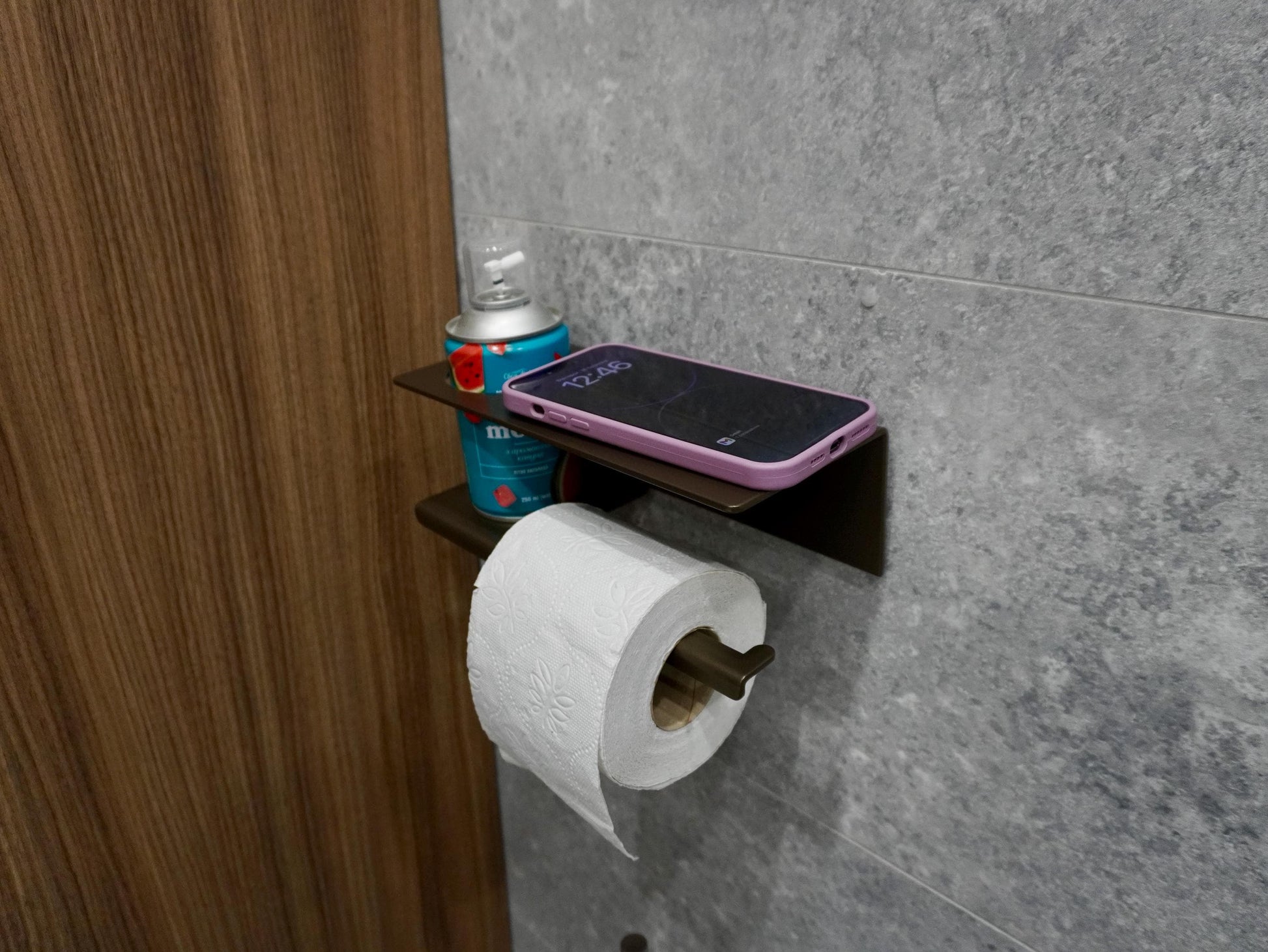 Metal Toilet Paper Holder with Shelf