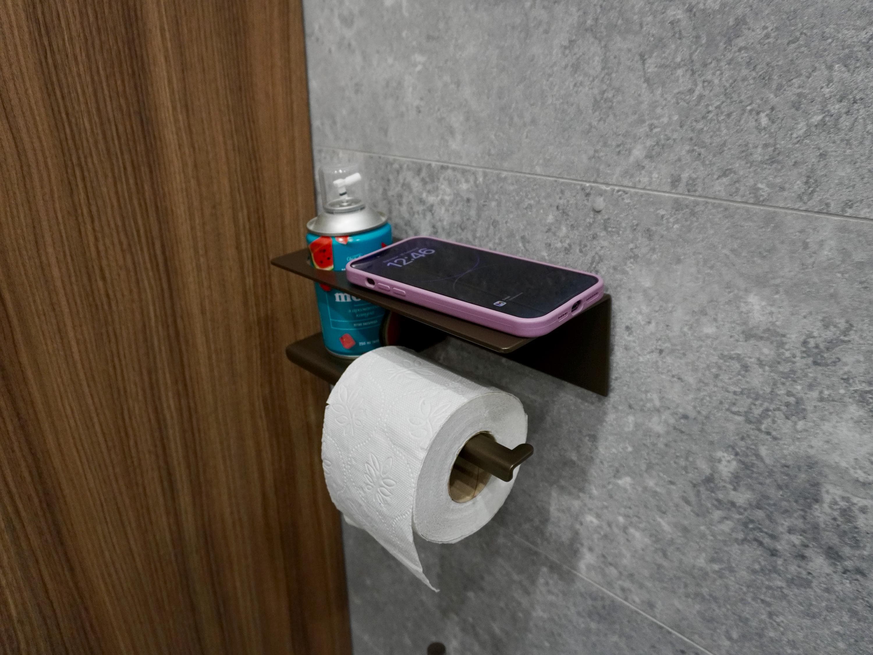 Metal Toilet Paper Holder with Shelf