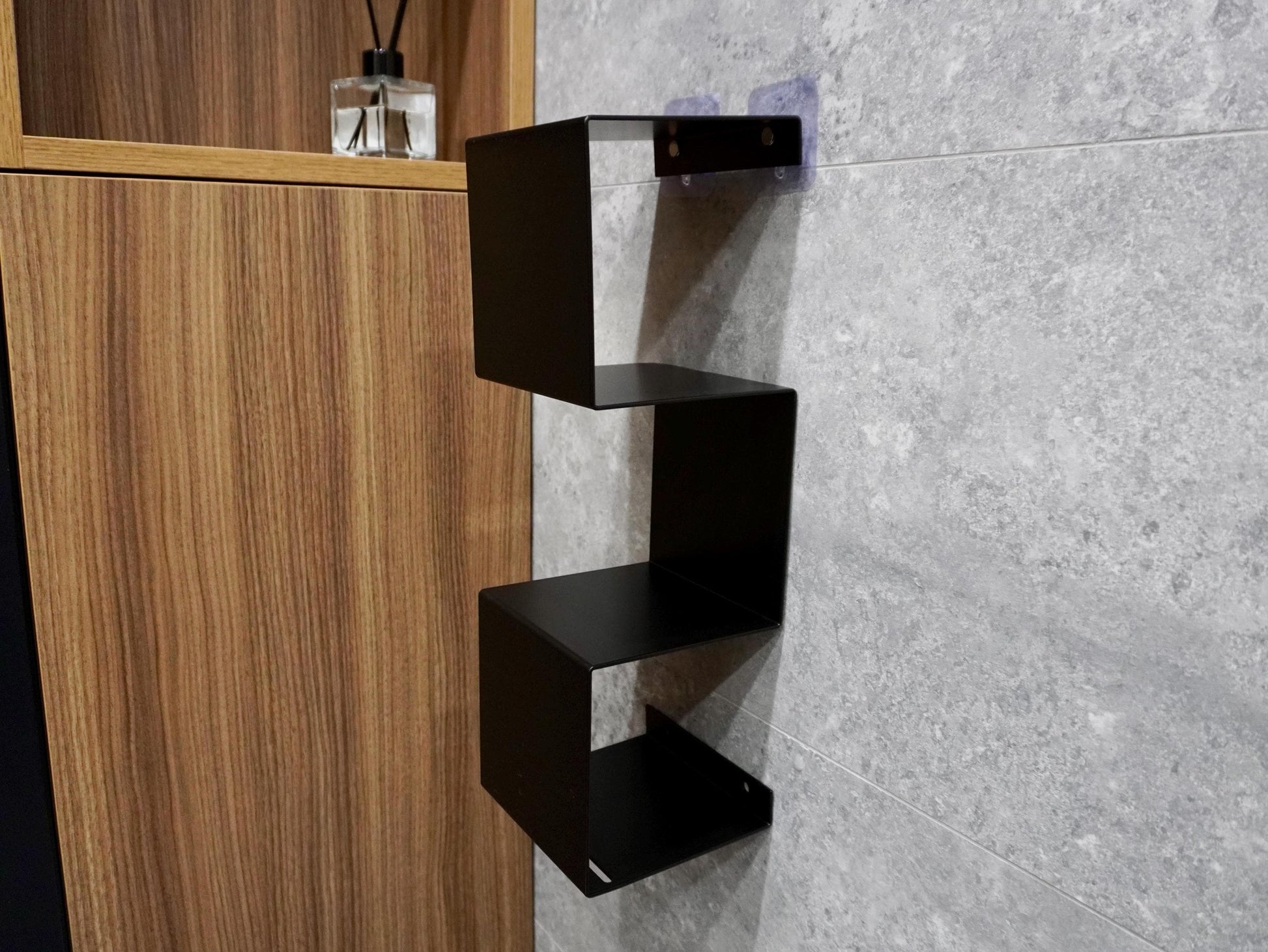 Minimalist Aluminum Floating Toilet Paper Holder with Shelf — 4