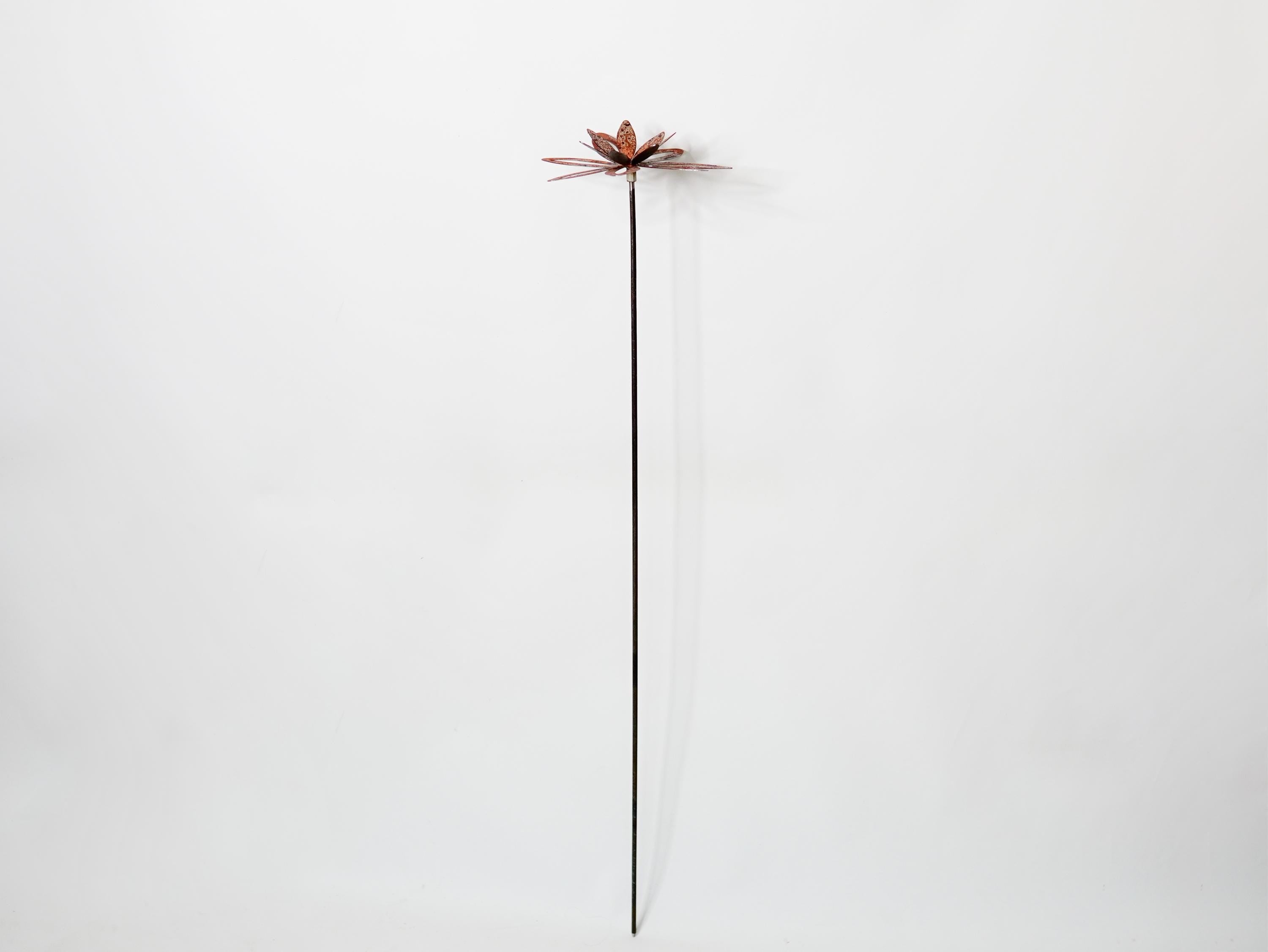 Rusted Metal Zinnia Garden Art — 3