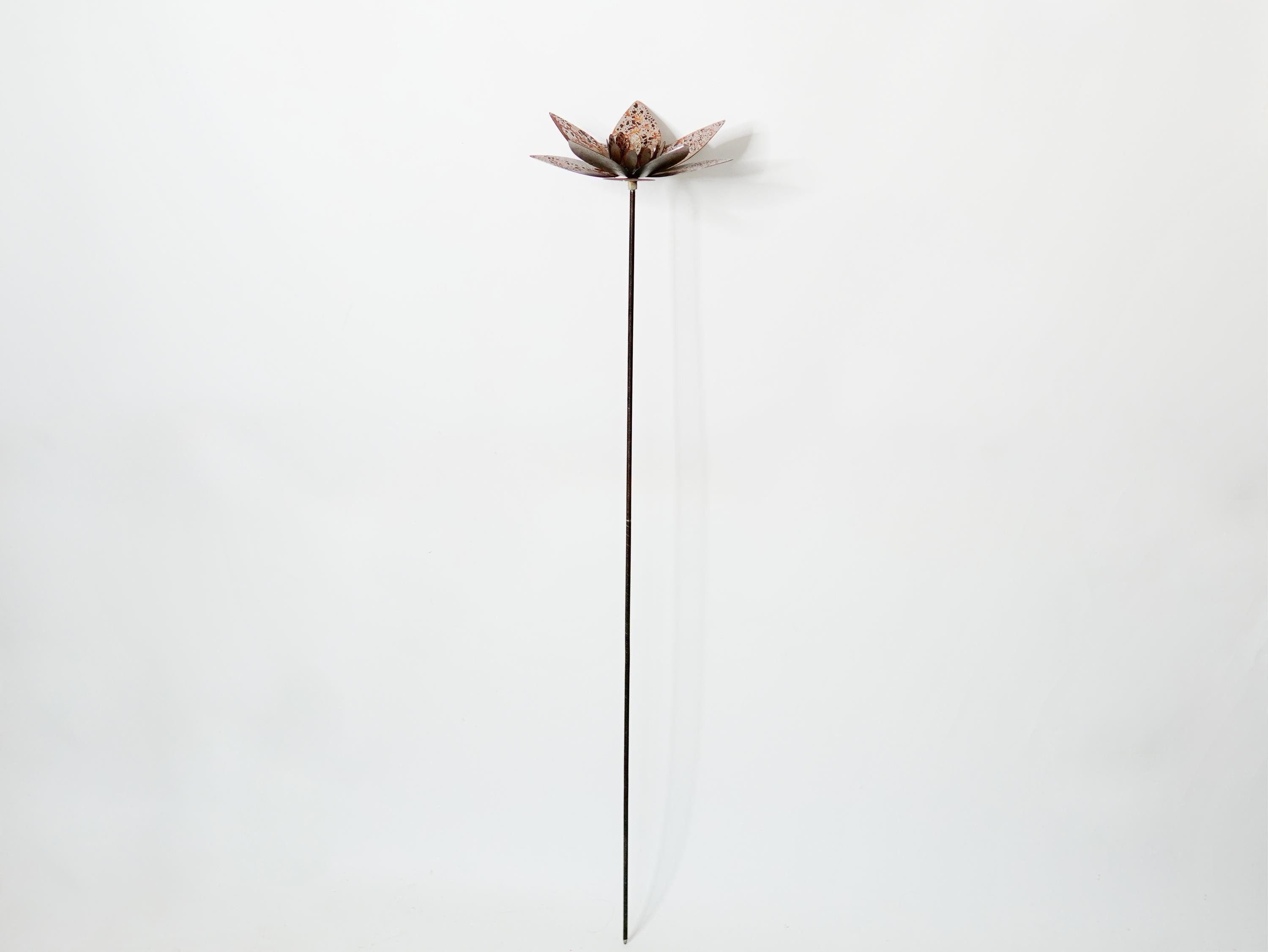 Rusty Metal Lotus Flower Garden Stake — 3