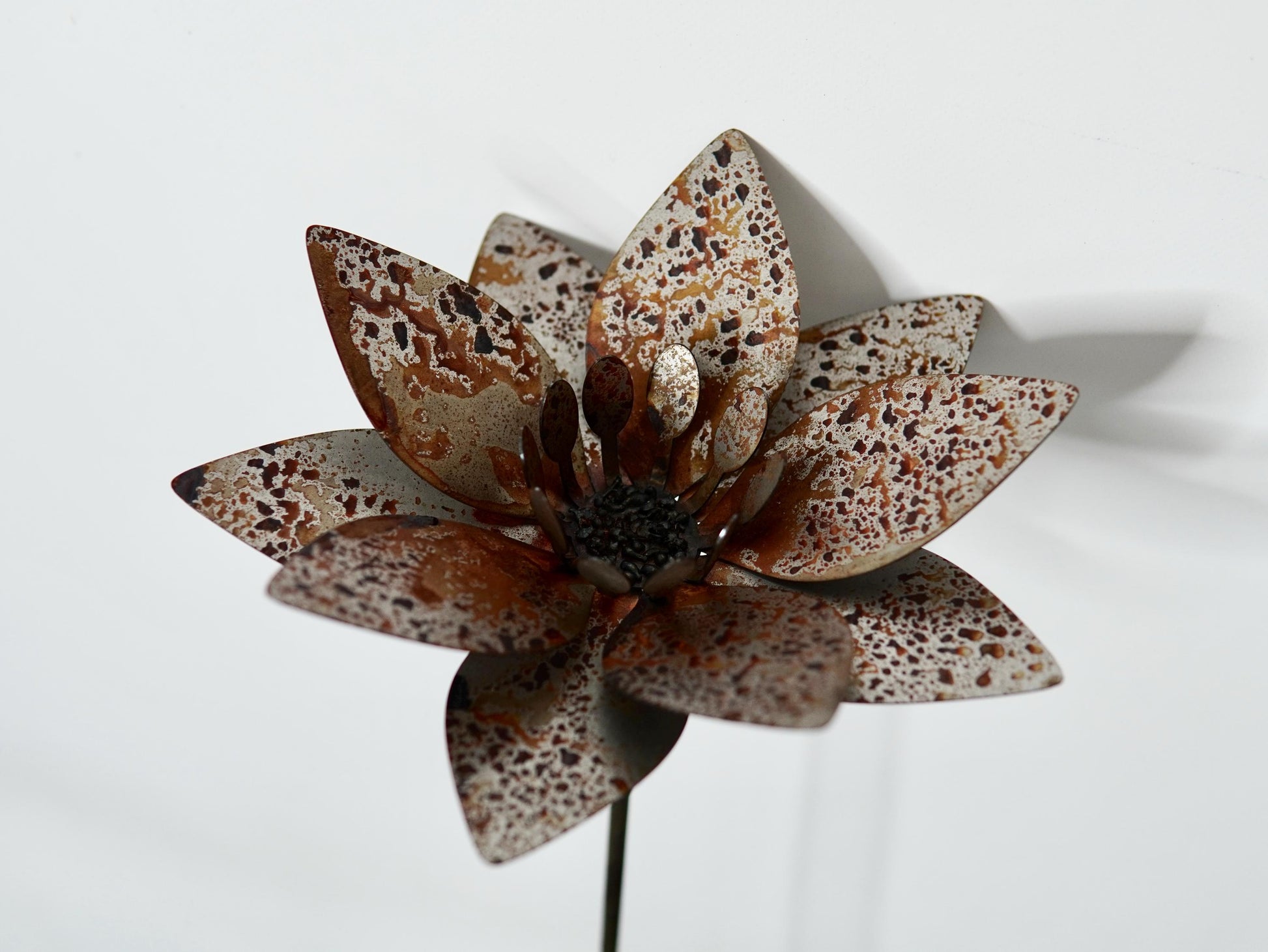 Rusty Metal Lotus Flower Garden Stake — 4
