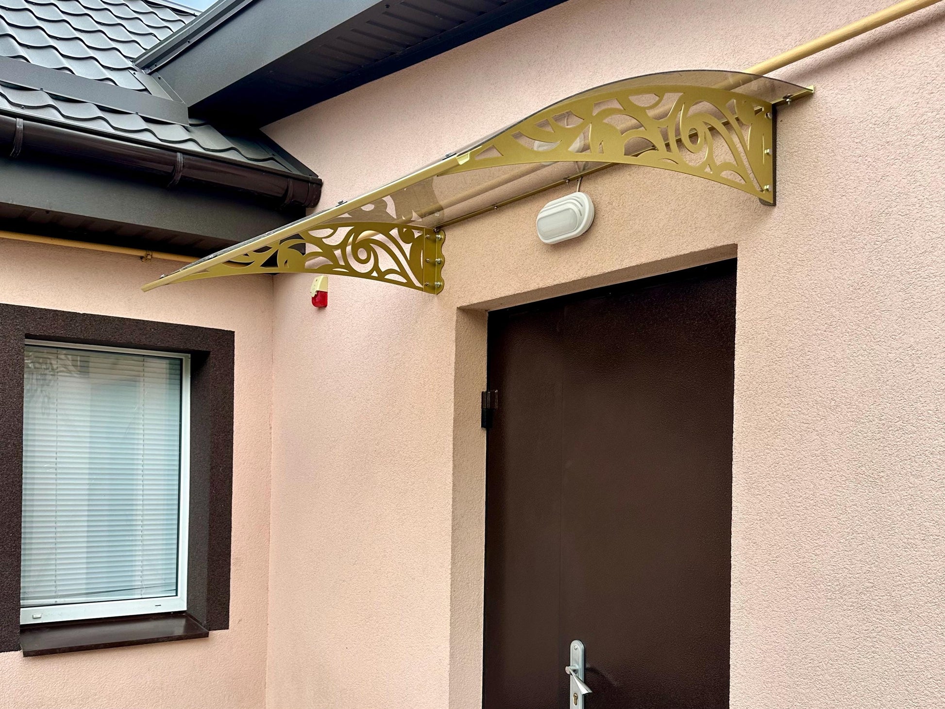 Metal Door Awning with Ornament — 2