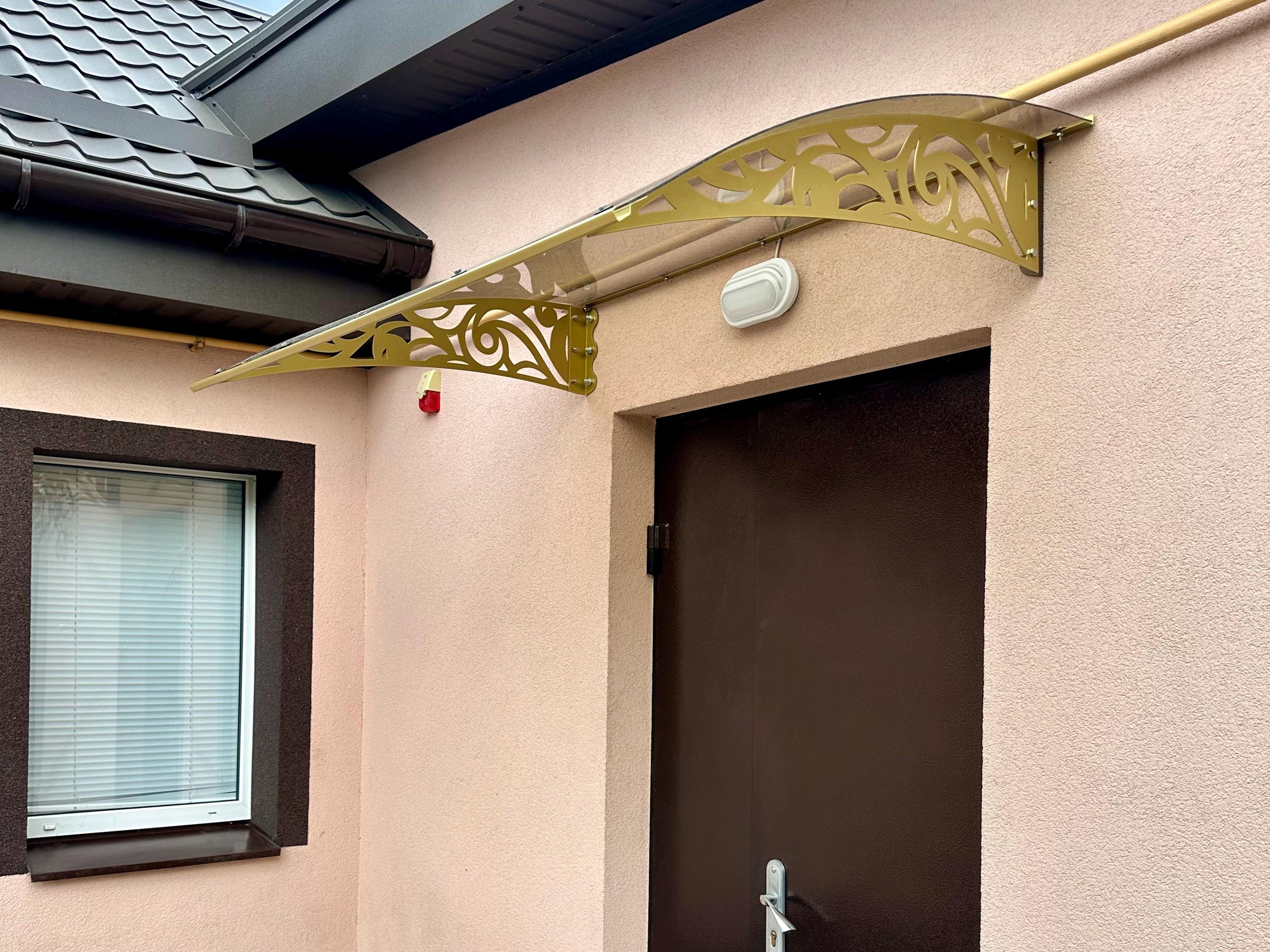 Metal Door Awning with Ornament — 2