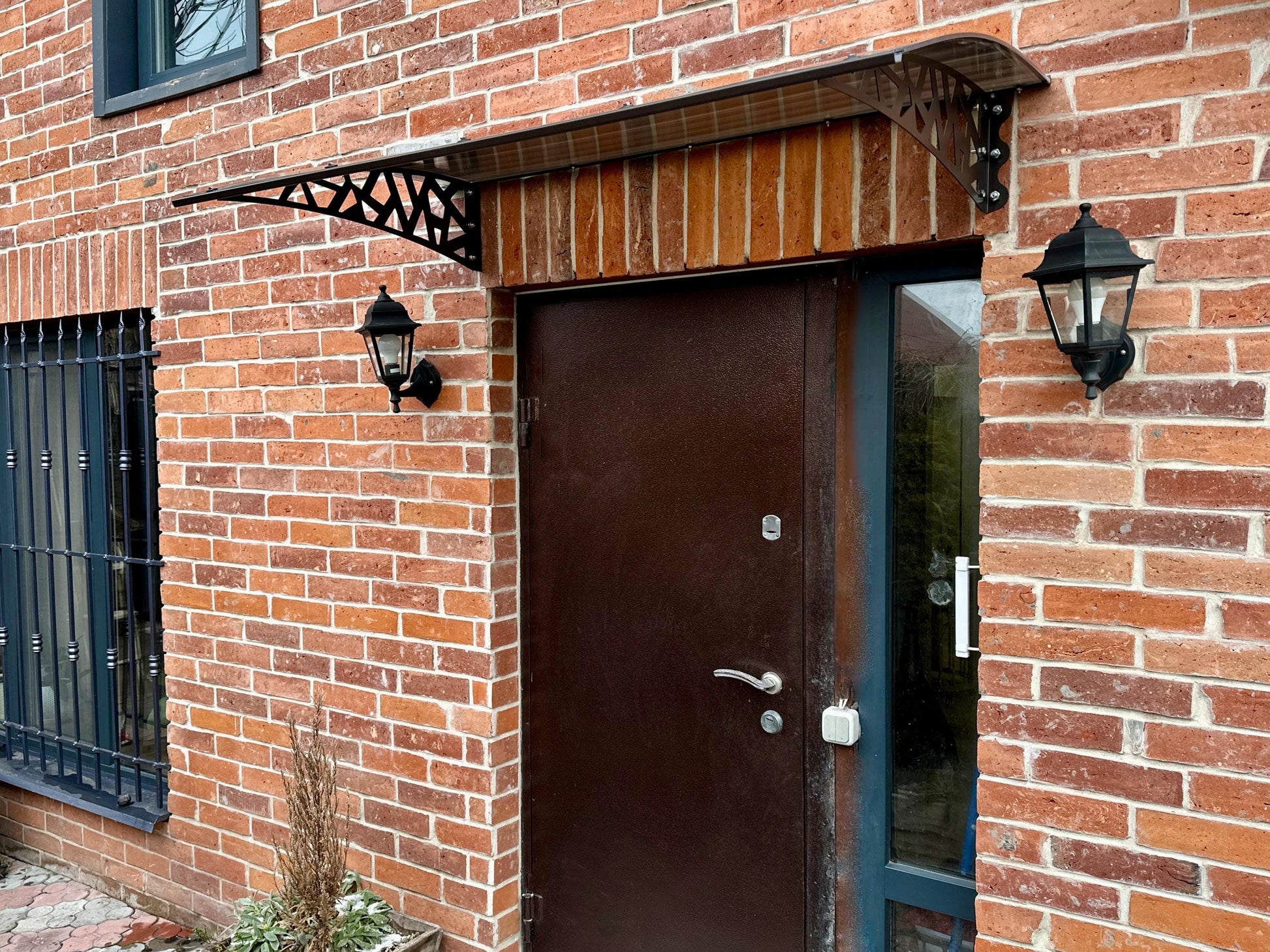 Metal Door Canopy Abstract Branch Design — 2