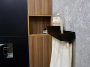 Contemporary Aluminum Bathroom Wall Shelf with Built-in Towel Rack