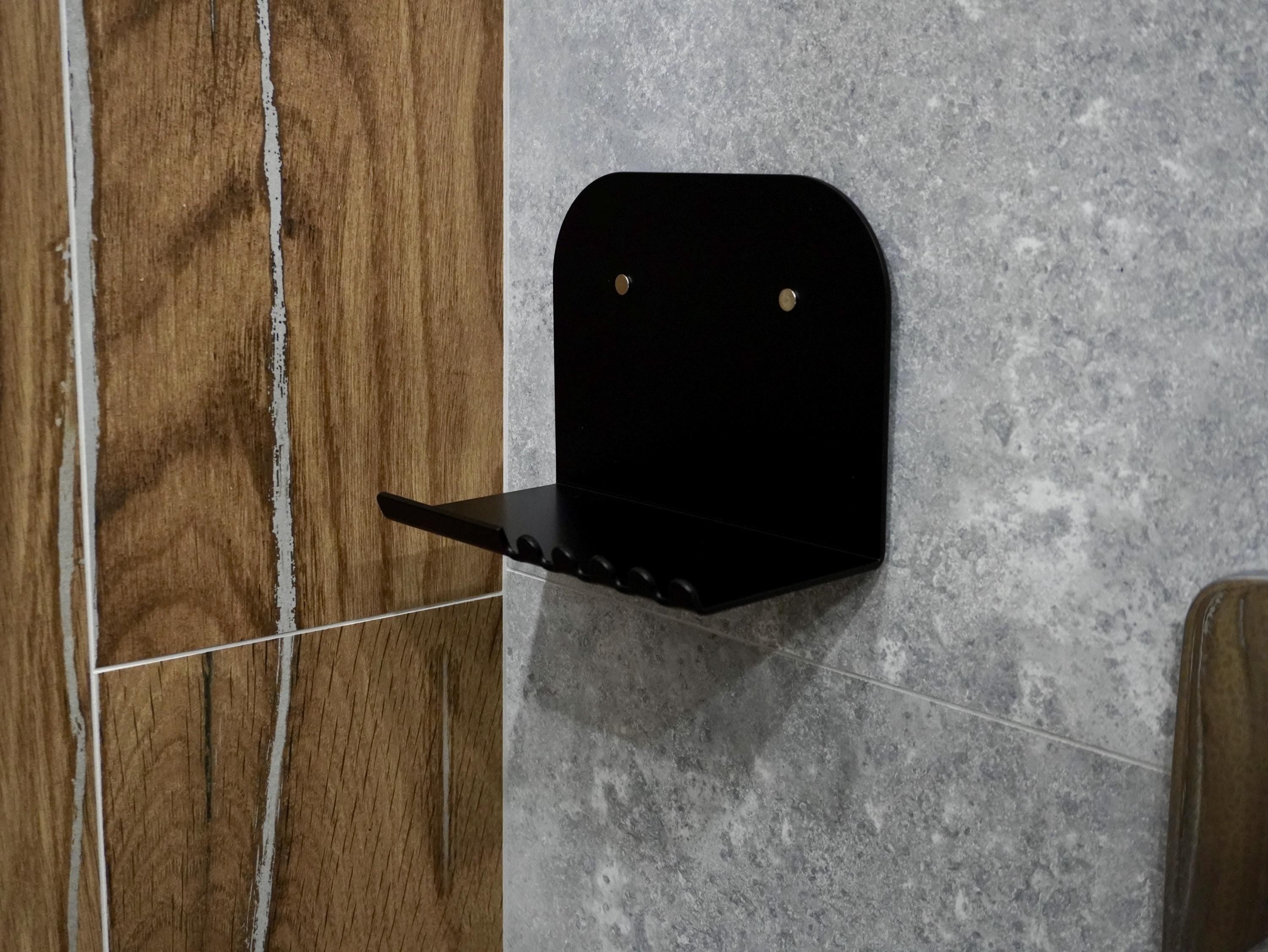 Wall-Mounted Floating Shelf with High Back and Hooks — 2