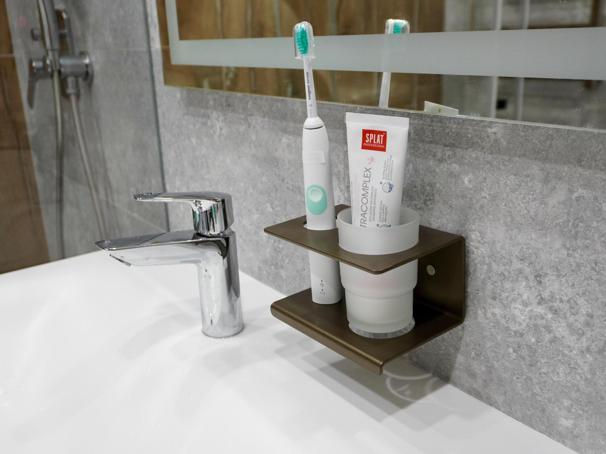 Aluminum Shower Shelf with Cup Holder