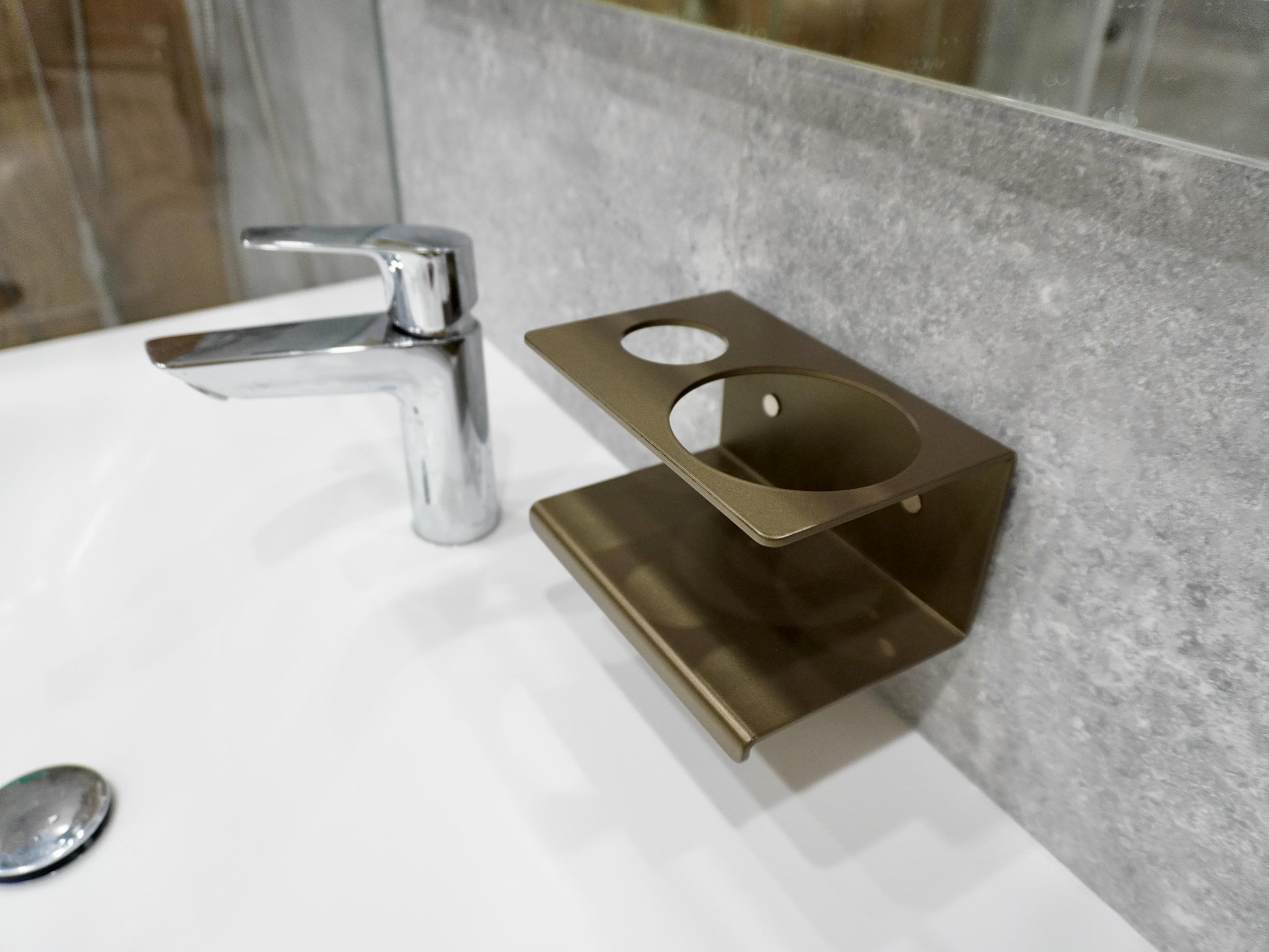 Aluminum Bathroom Shelf with Cup Holder — 2