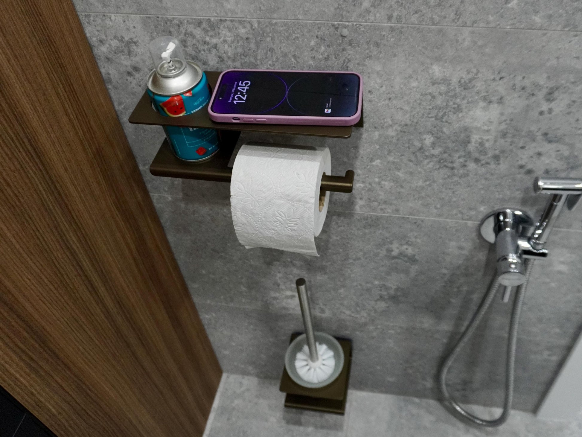 Metal Toilet Paper Holder with Shelf — 2