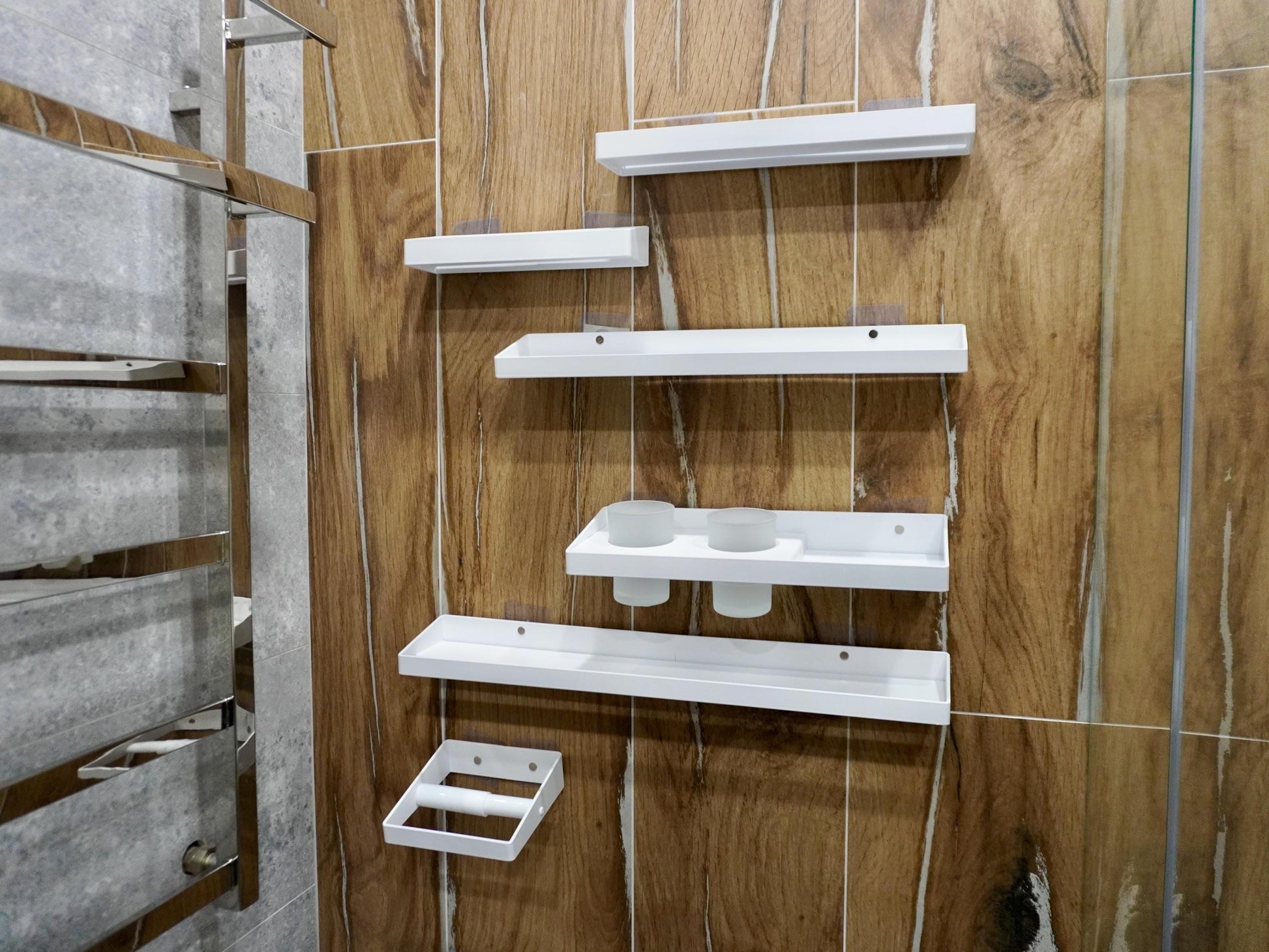 Aluminum Bathroom Shelf Set of Six — 2