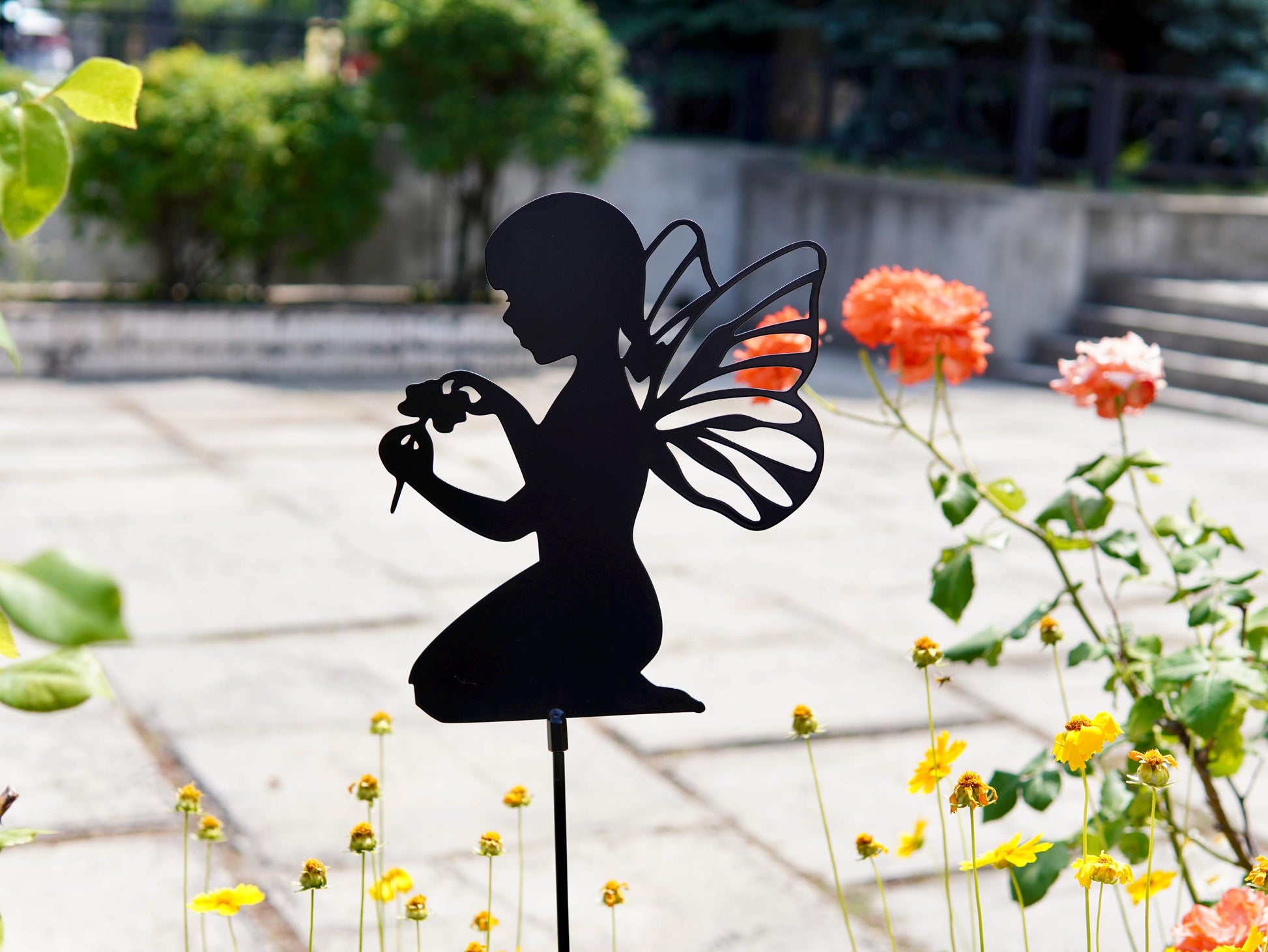 Pixie with Flower Charming Addition For Garden or Lawn. Outdoor Decora