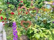 Rusty Metal Heart Garden Stakes