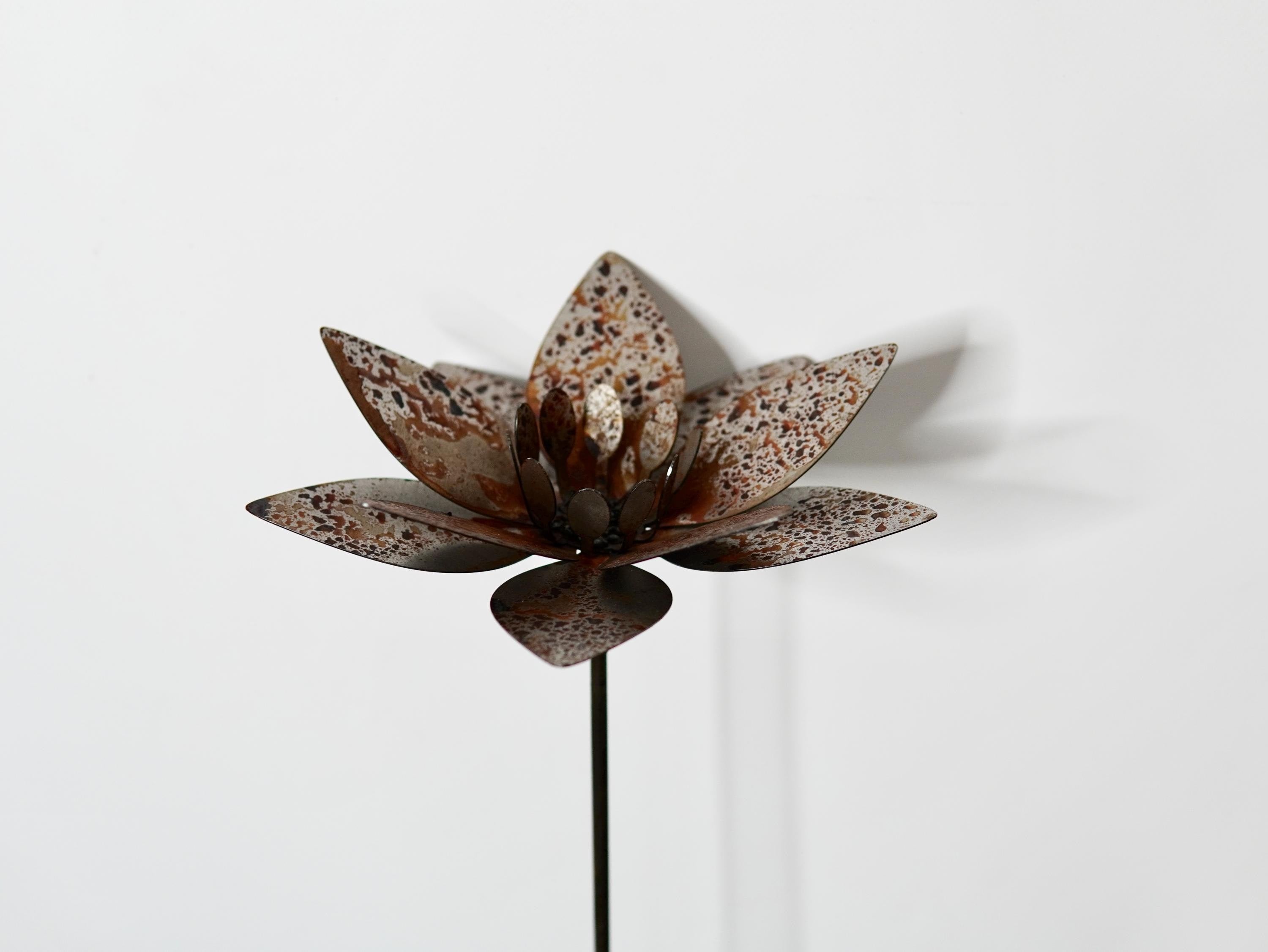 Rusty Metal Lotus Flower Garden Stake — 5