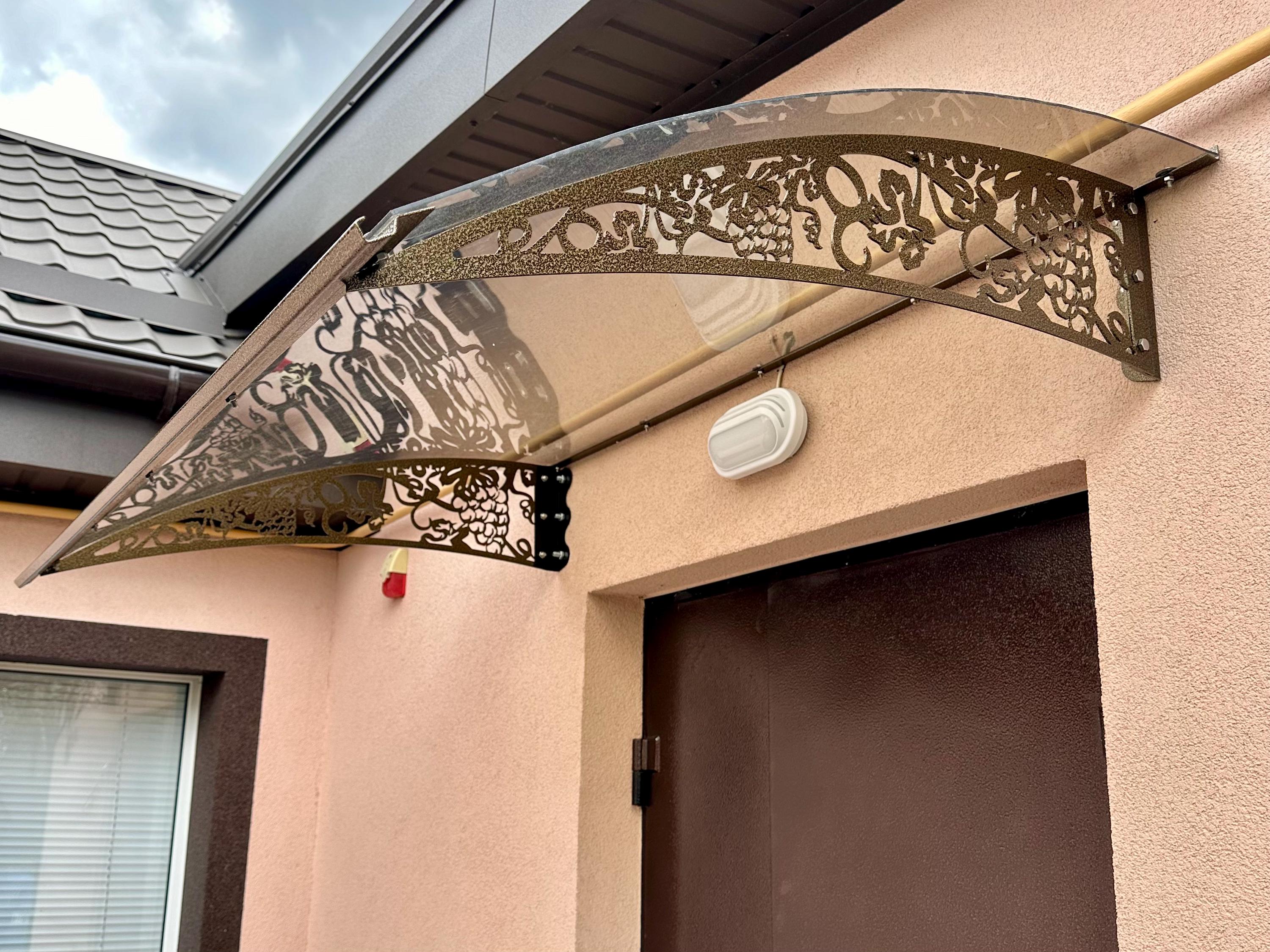 Metal Porch Awning Grapevine Lace Supports — 2