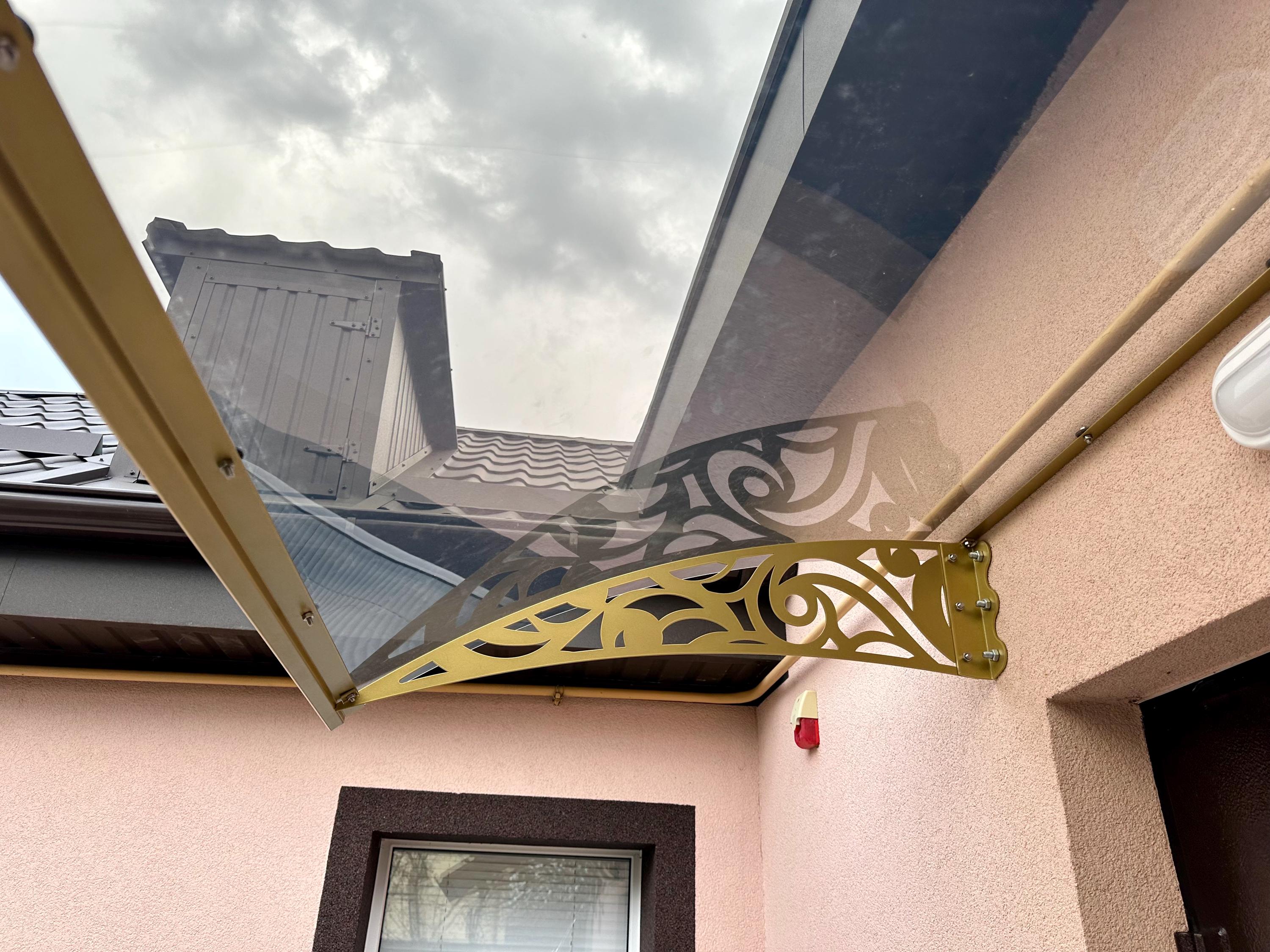 Metal Door Awning with Ornament — 3