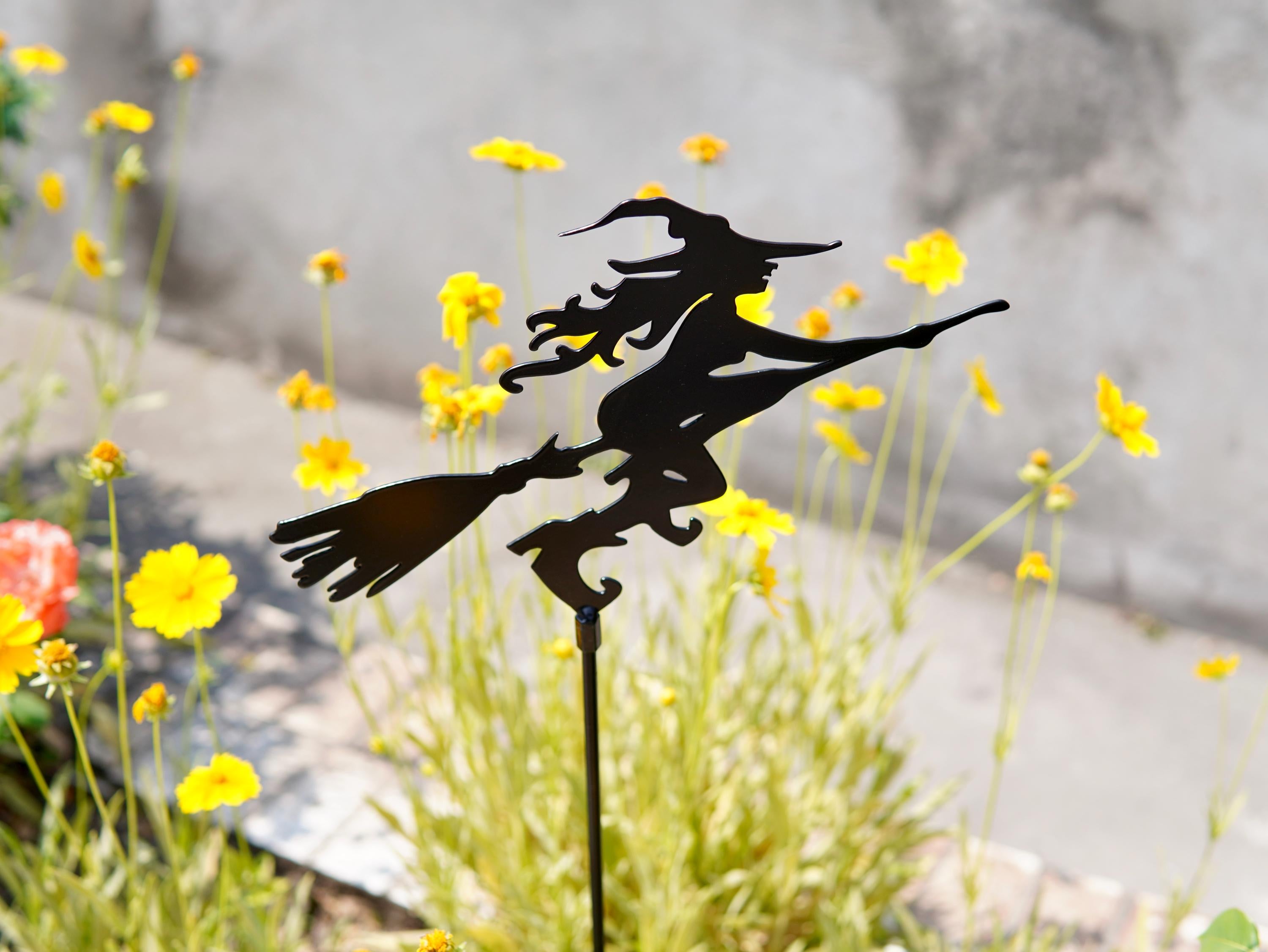 Metal Witch on Broom Garden Stake — 3