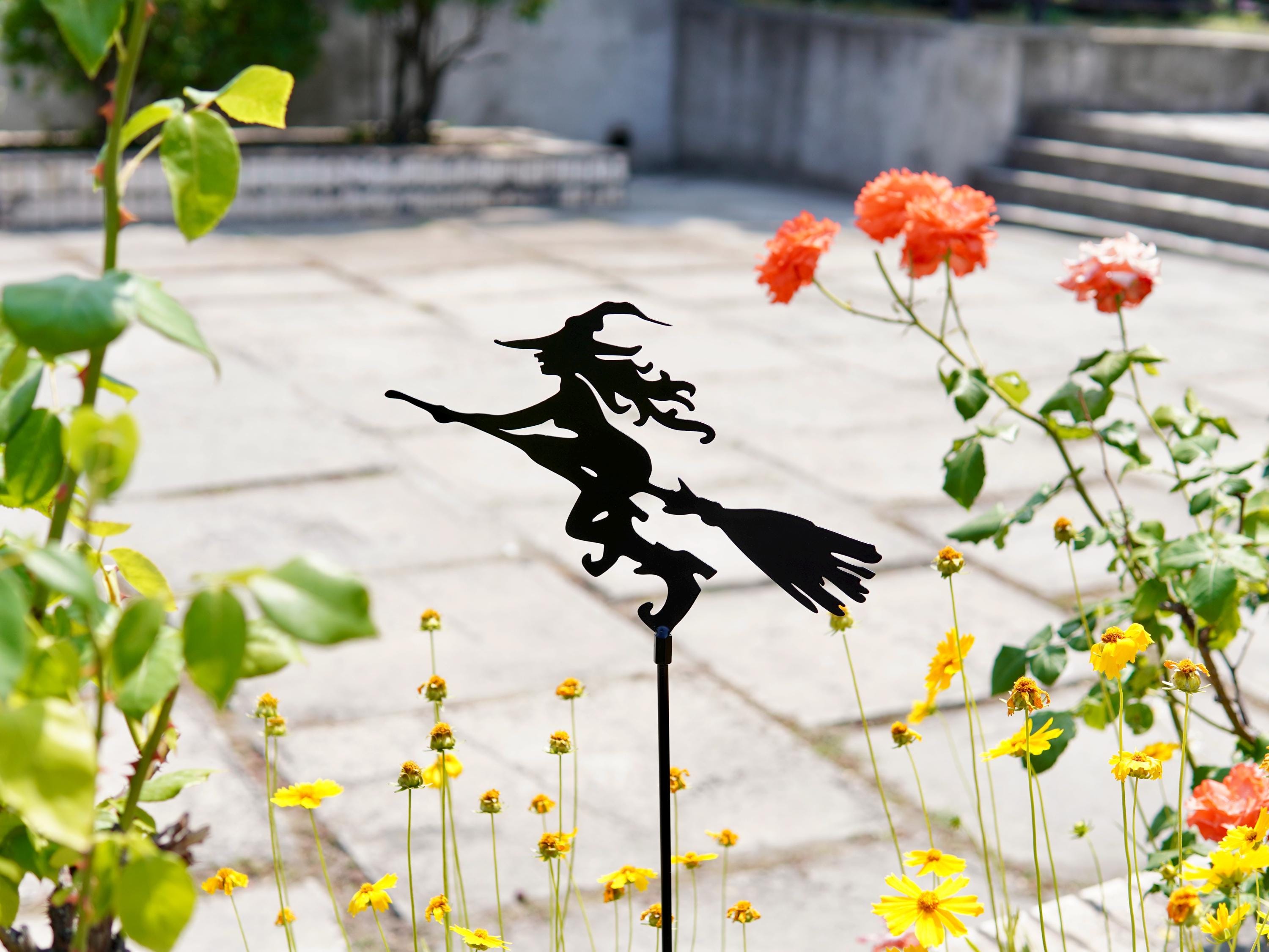 Metal Witch on Broom Garden Stake — 2