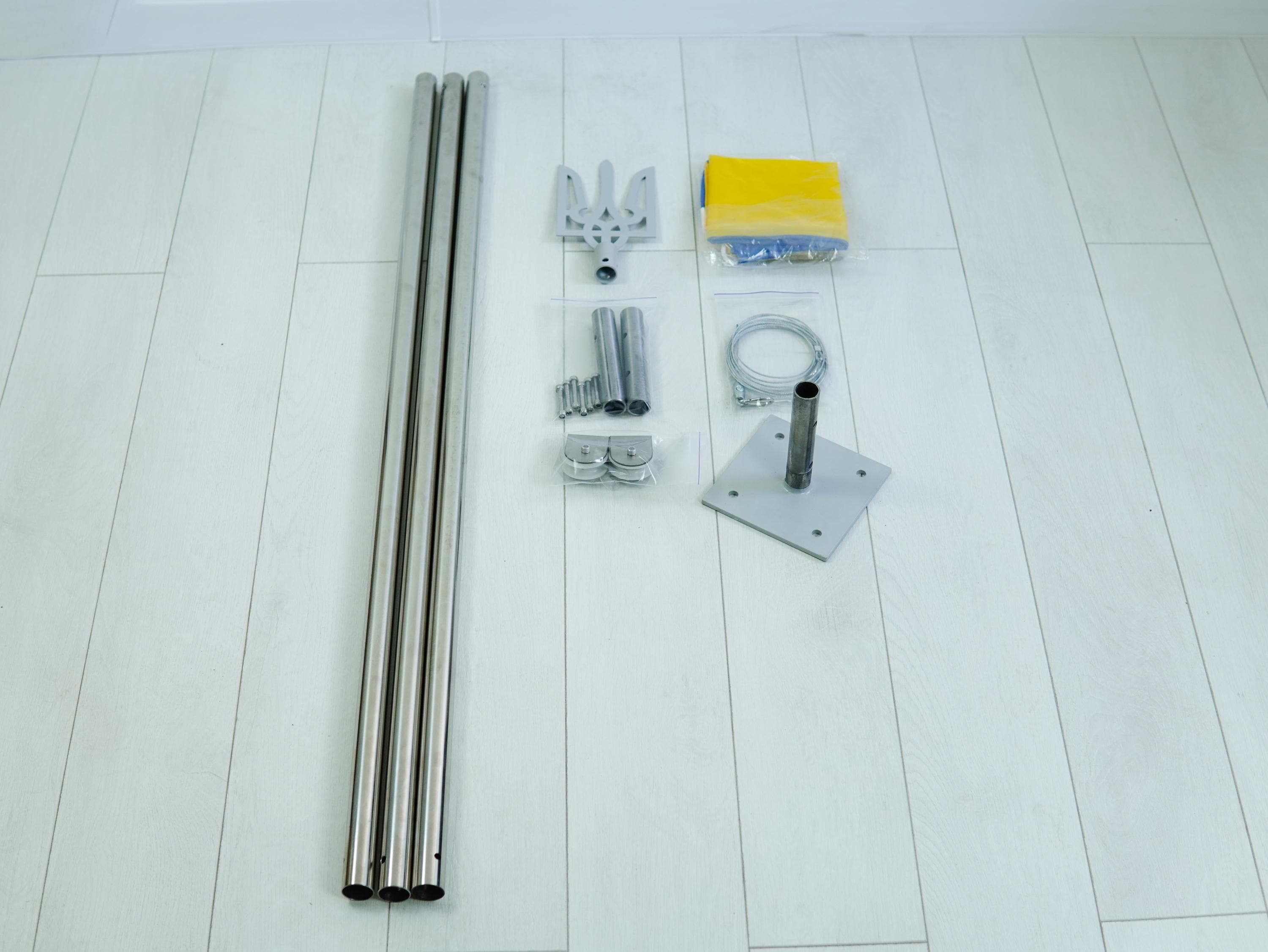 Stainless Steel Flagpole With Lift Mechanism. Modular DIY Flag Holder  — 5