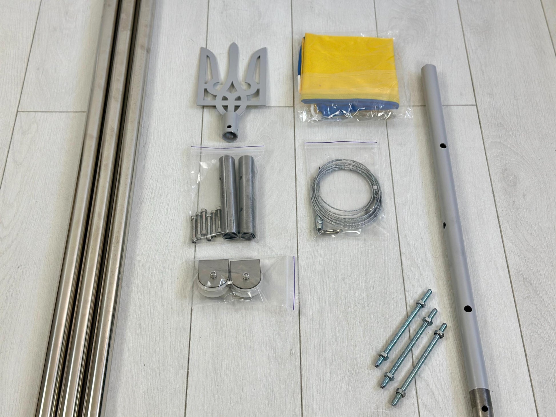 Stainless Steel Flagpole With Lift Mechanism. Modular DIY Flag Holder  — 7