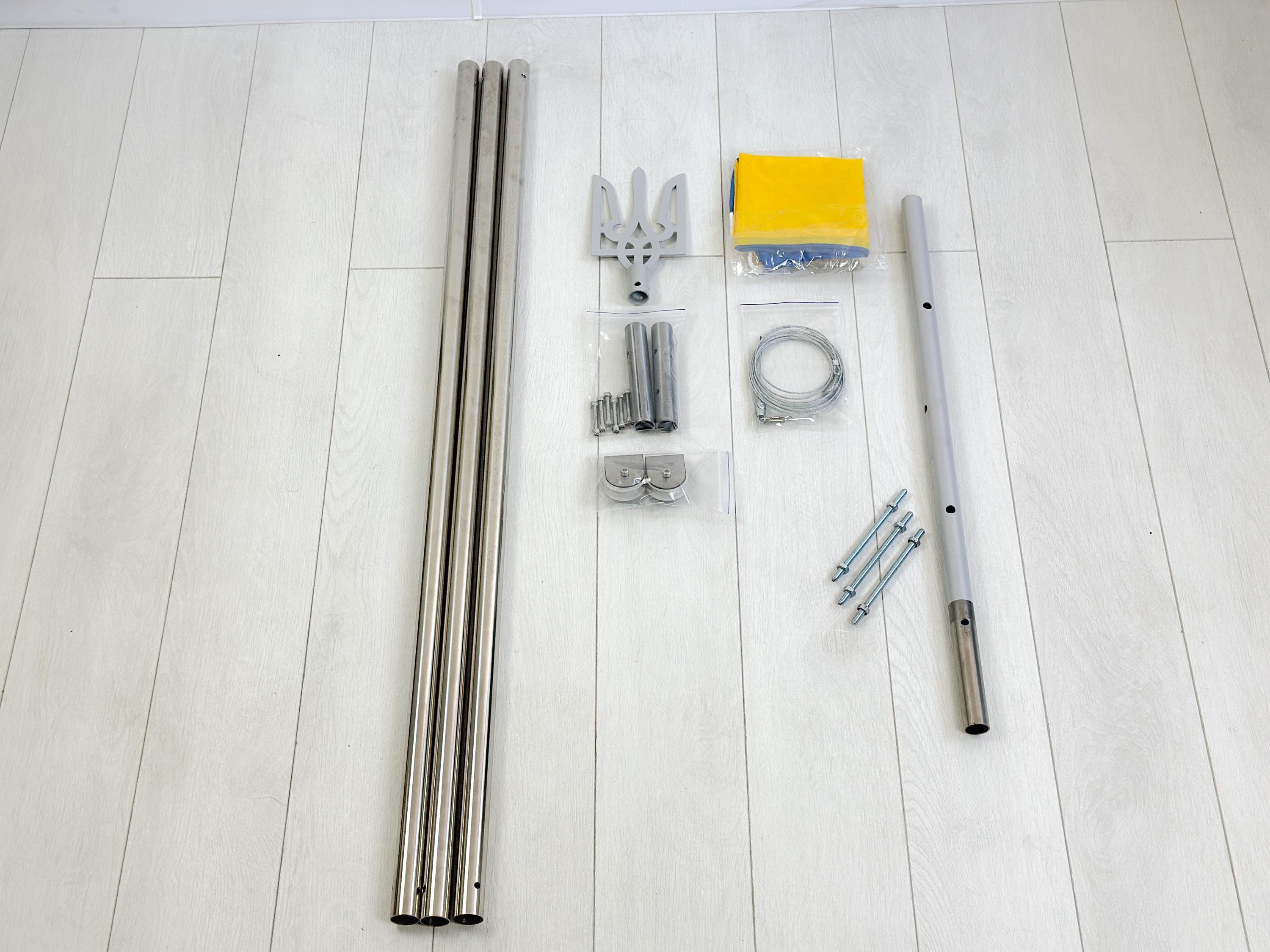 Stainless Steel Flagpole With Lift Mechanism. Modular DIY Flag Holder  — 6