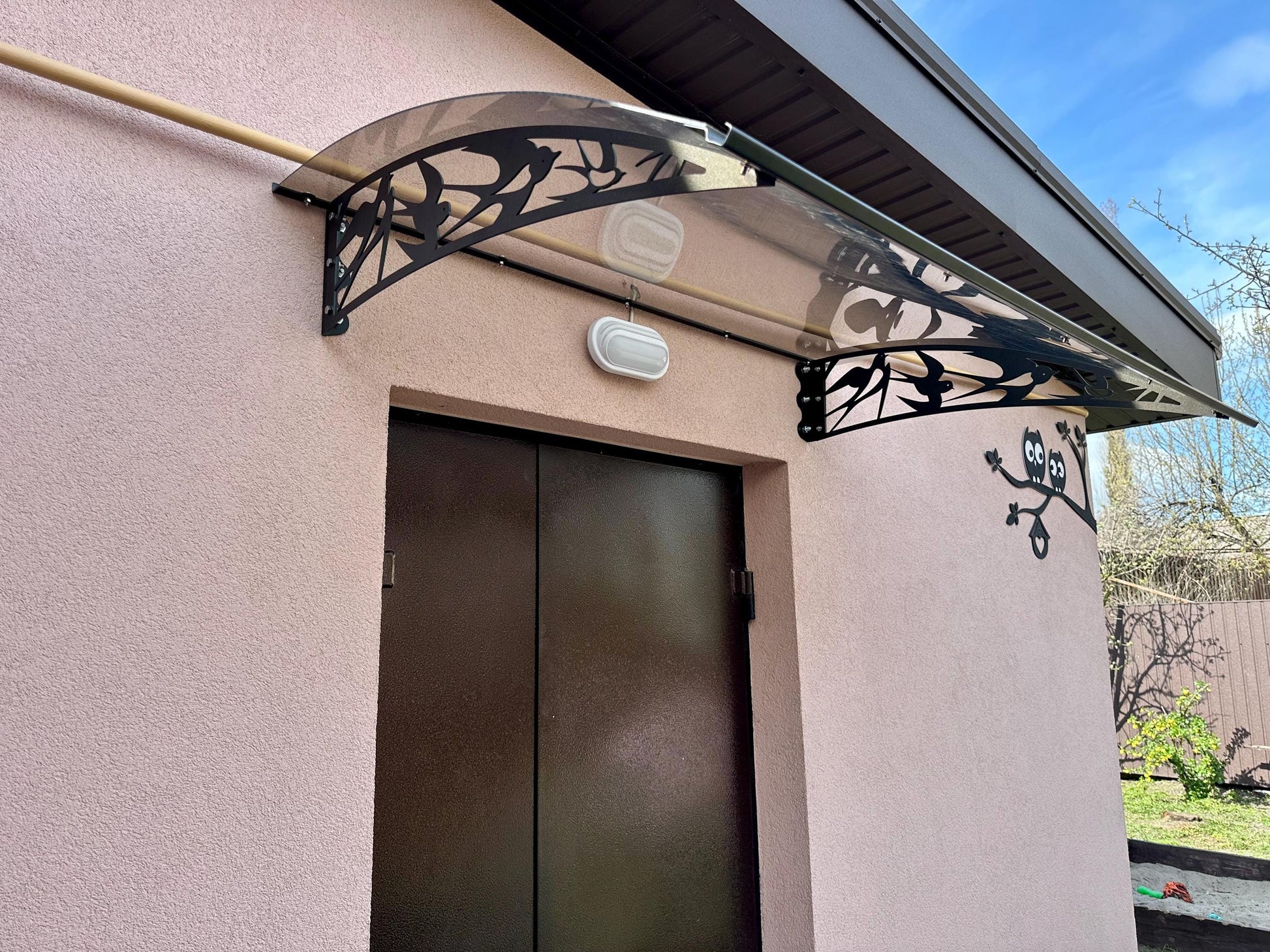 Metal Door Awning with Swallow Bird Ornament