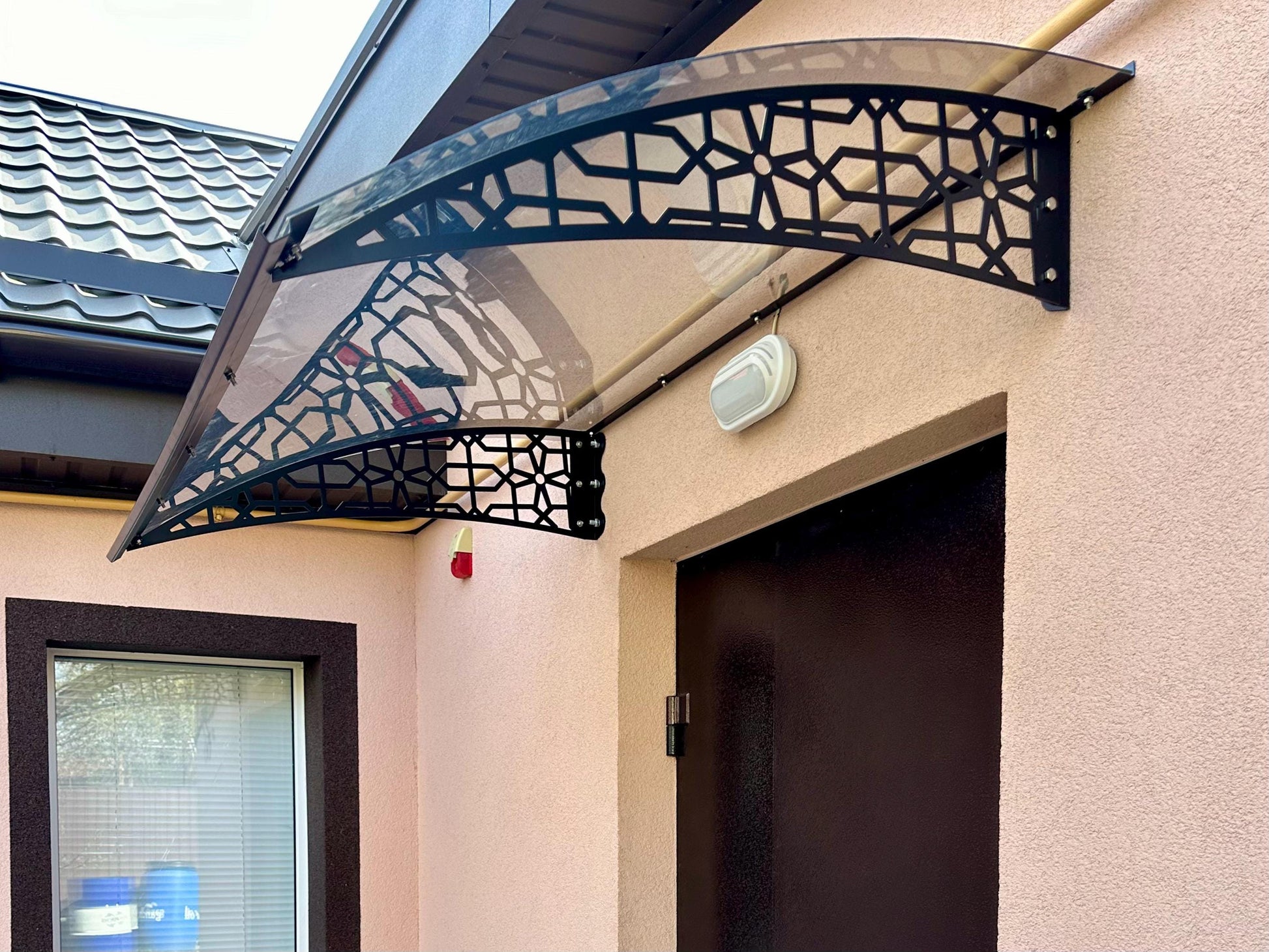 Metal Door Awning with Modern Brackets — 2