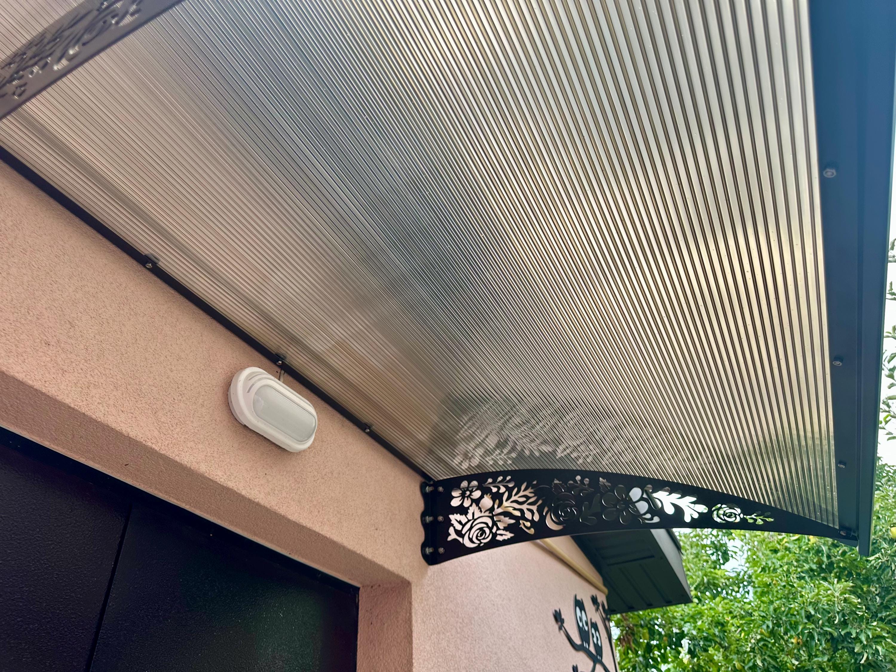 Metal Door Awning with Rose Ornament — 2