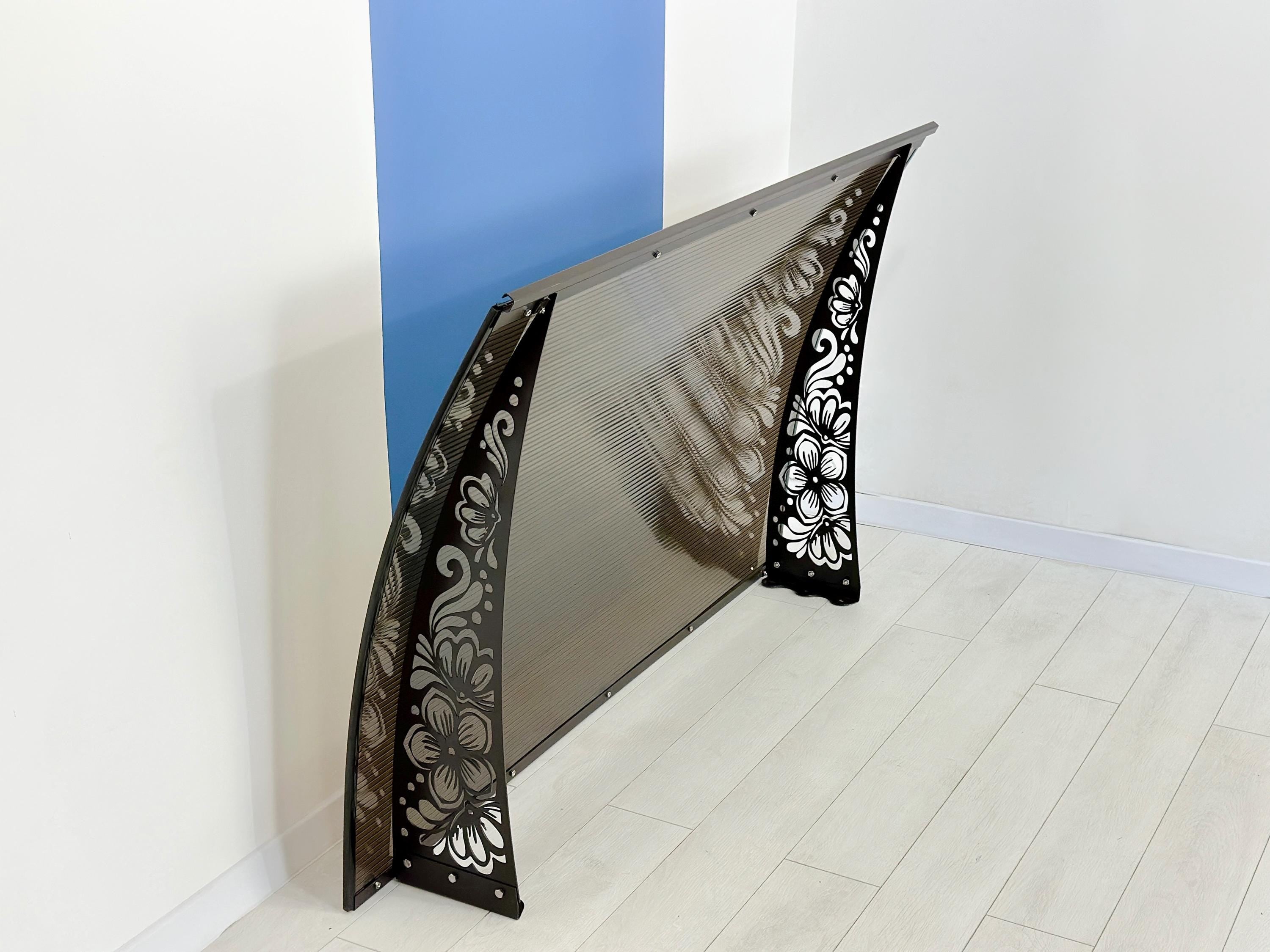 Metal Door Awning with Folk Flower Ornament — 7