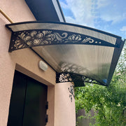 Metal Door Awning with Folk Flower Ornament