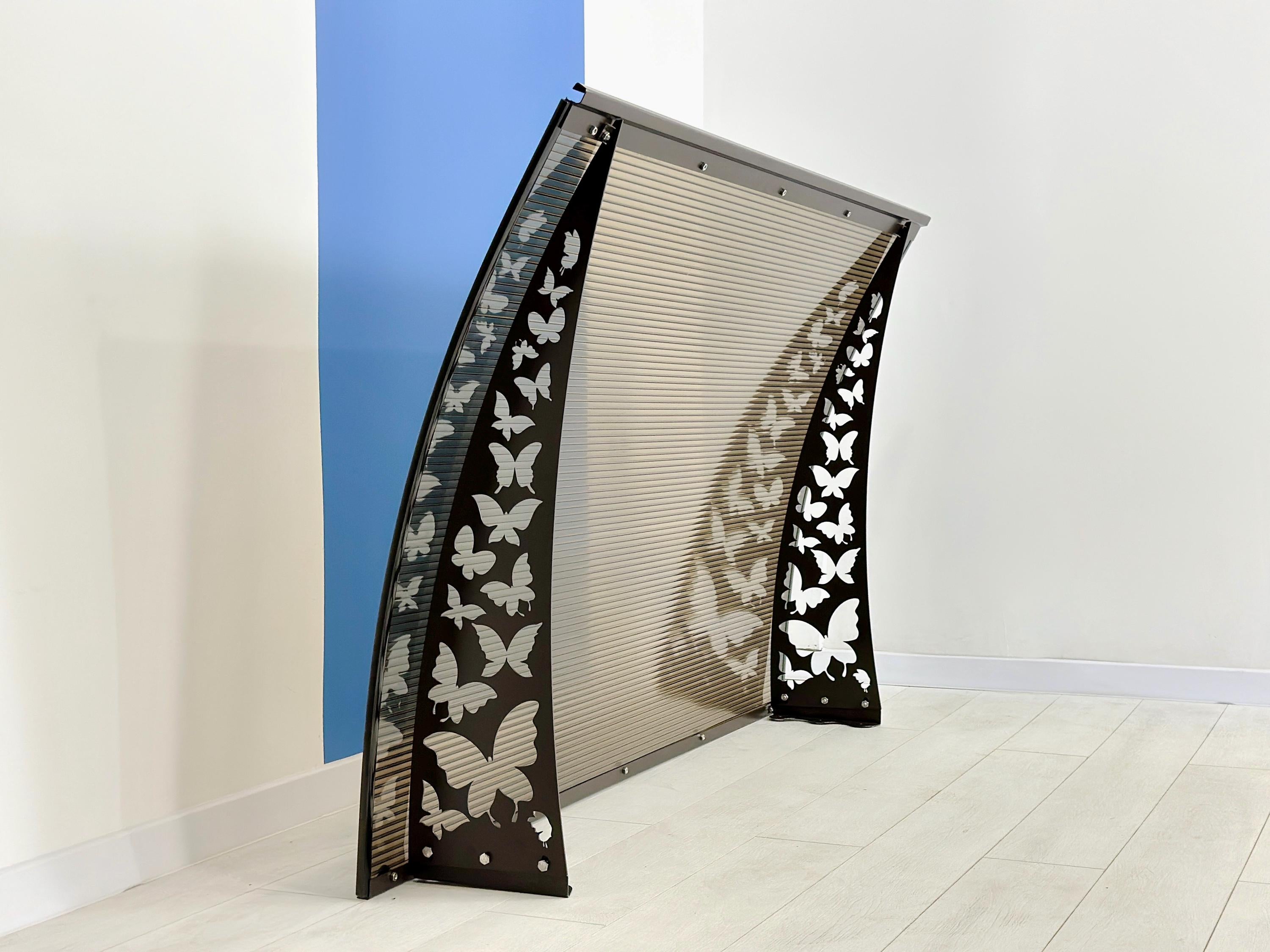 Tinted Polycarbonate Front Door Awning with Butterfly Metal Brackets — 5