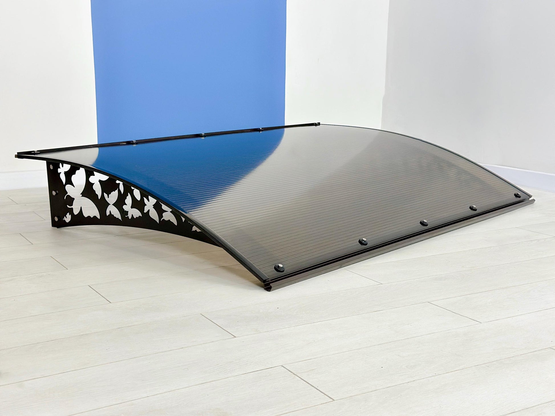 Tinted Polycarbonate Front Door Awning with Butterfly Metal Brackets — 8