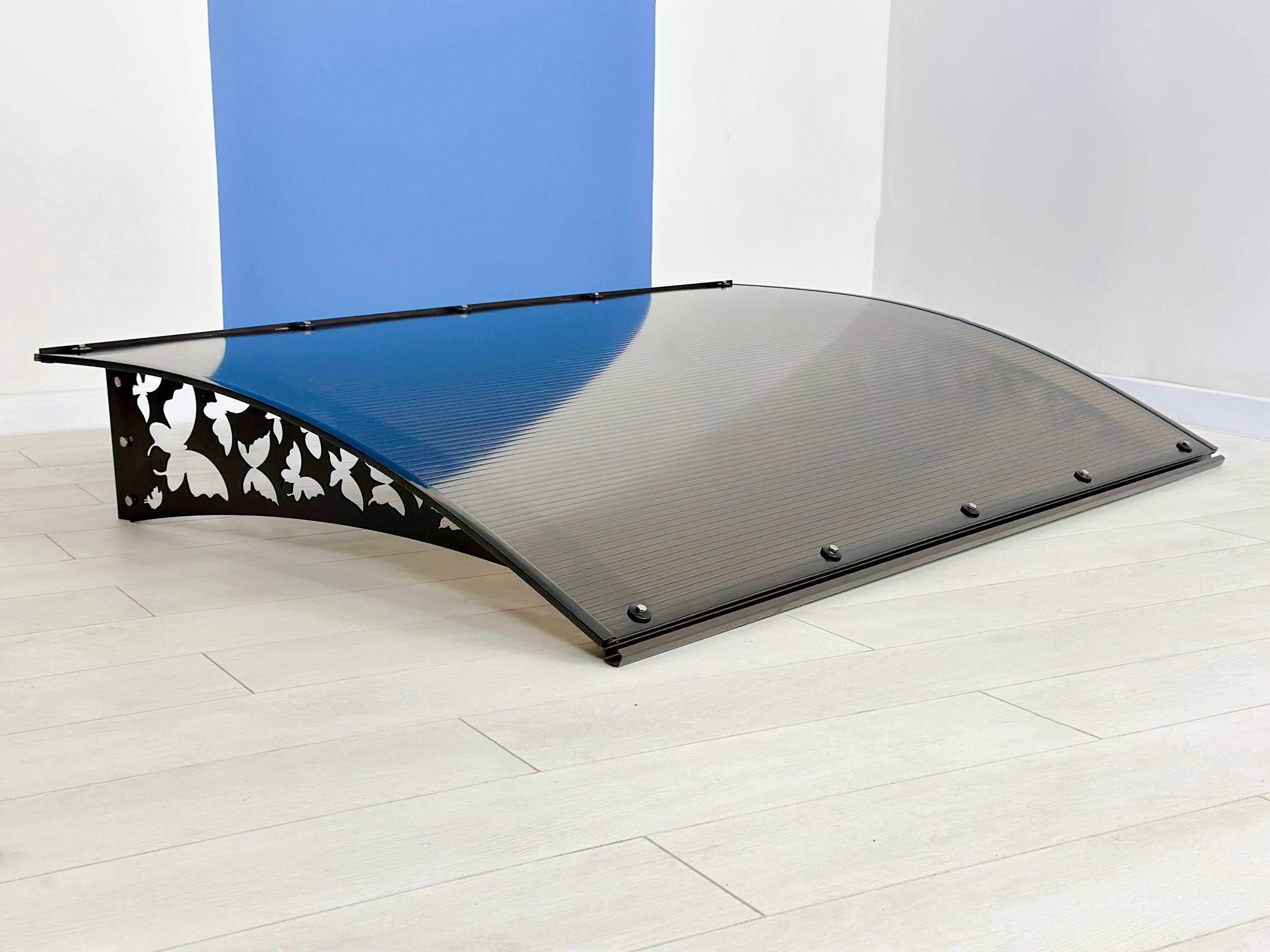 Tinted Polycarbonate Front Door Awning with Butterfly Metal Brackets — 8