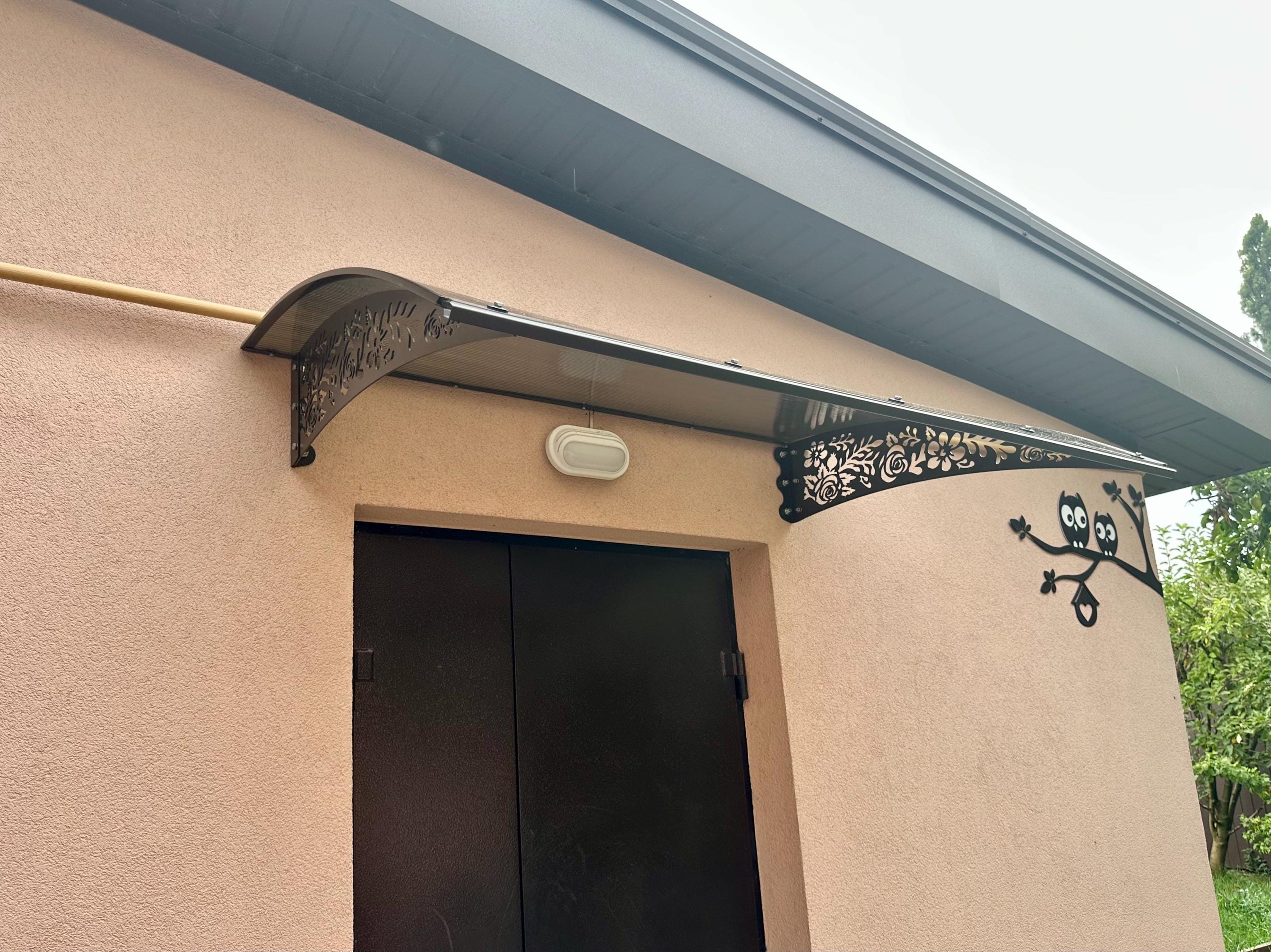 Metal Door Awning with Rose Ornament — 4
