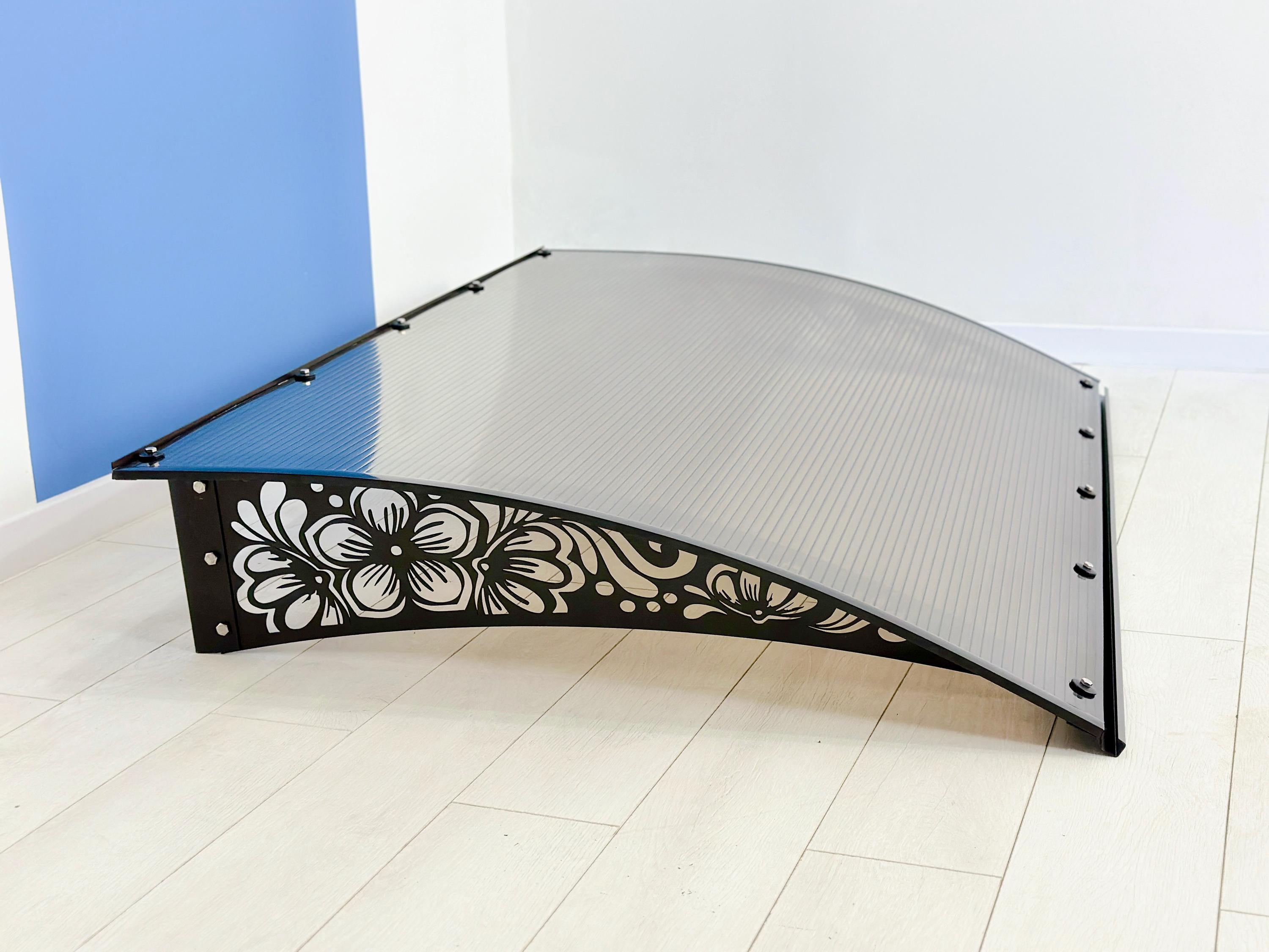 Metal Door Awning with Folk Flower Ornament — 6