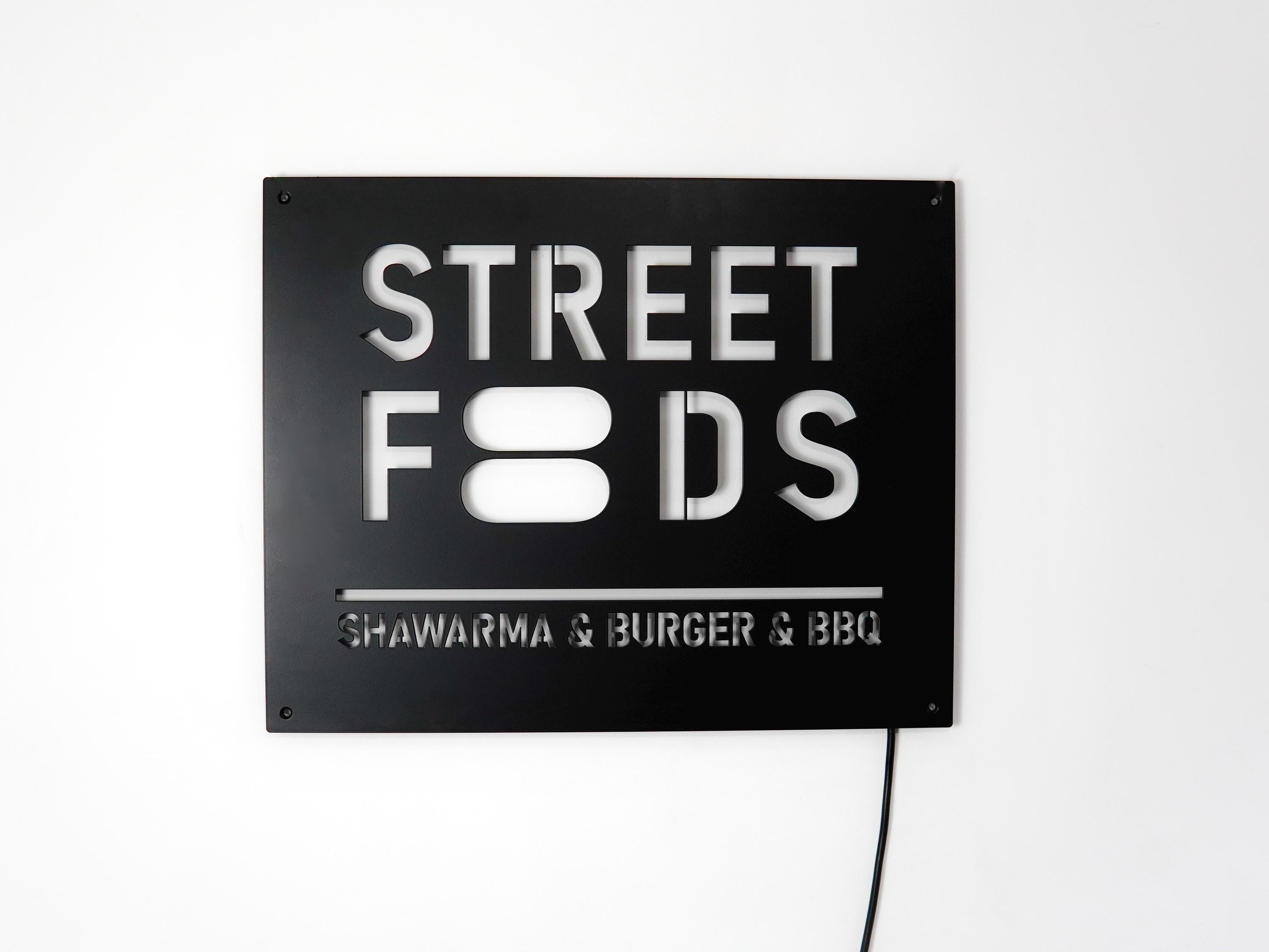Street Food Custom LED signage made from metal in a rectangular shape — 6