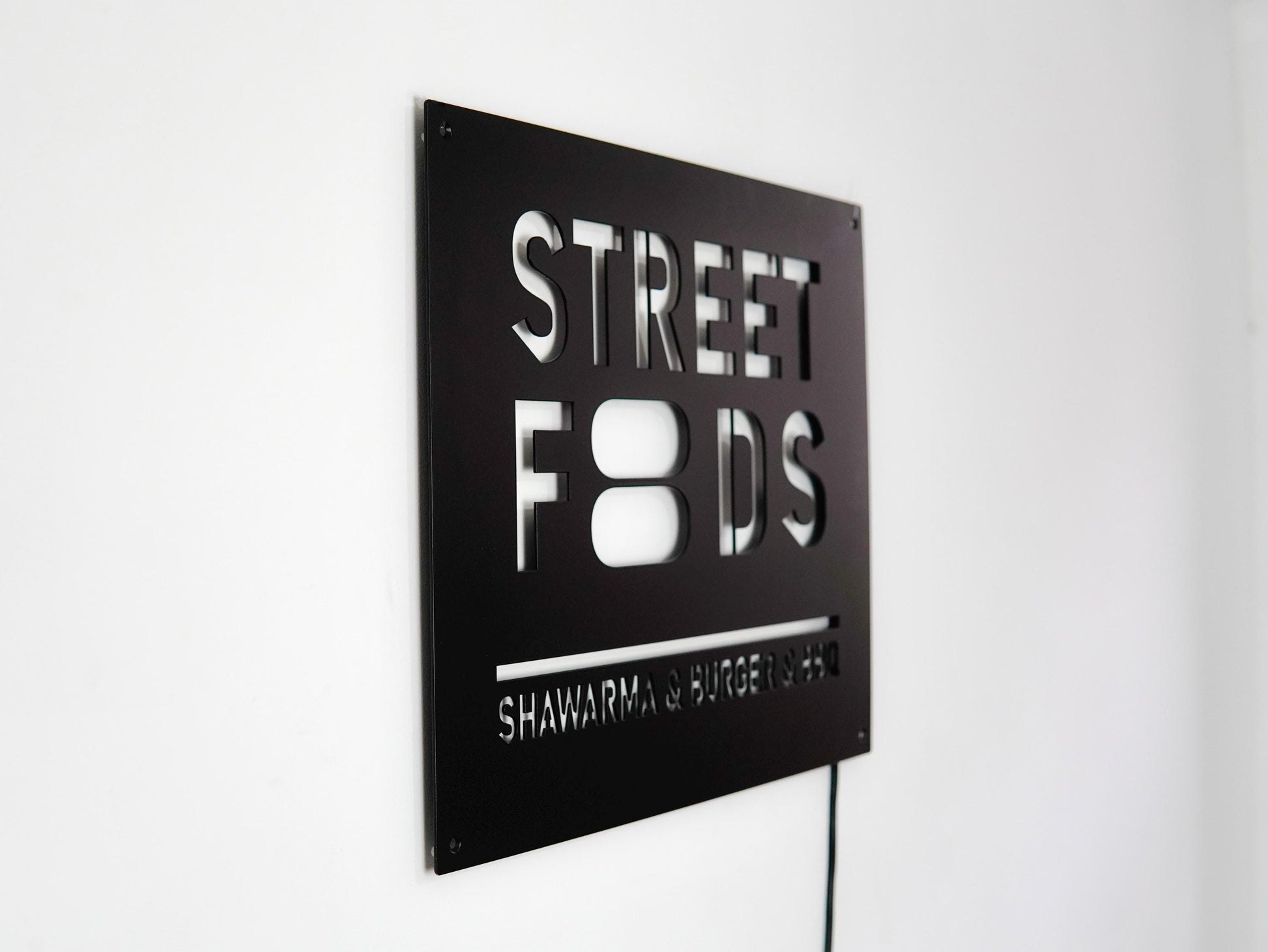 Street Food Custom LED signage made from metal in a rectangular shape — 7
